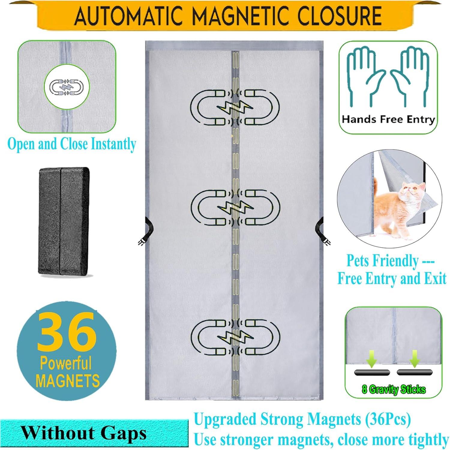 Cortina de Puerta Aislada Magnética SANJINFON 81x205 cm Gris