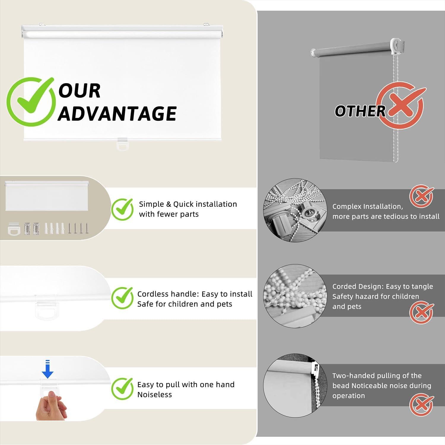 Persiana enrollable blackout ChrisDowa 55.88x182.88 cm blanca