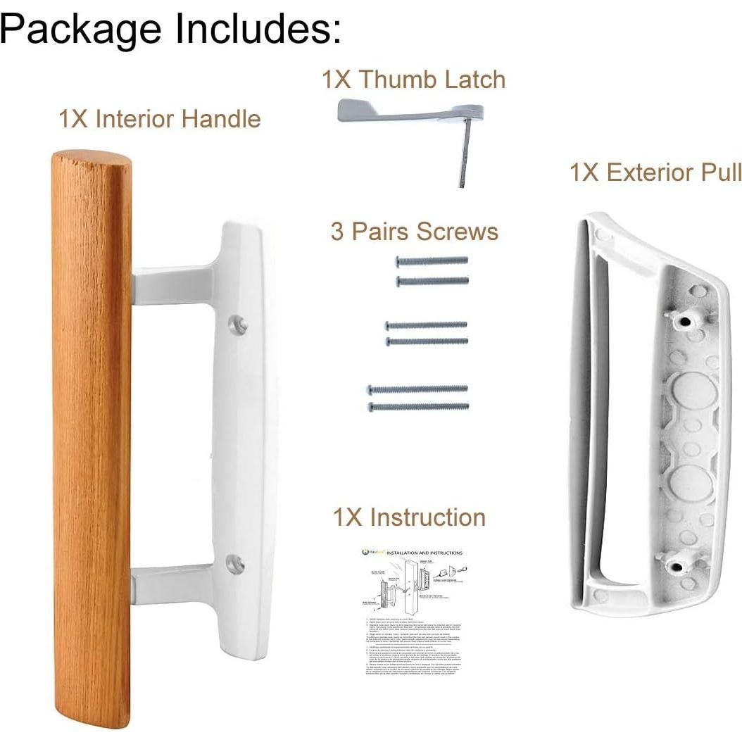 Juego de Manijas Reversibles HauSun para Puertas Corredizas Blanco