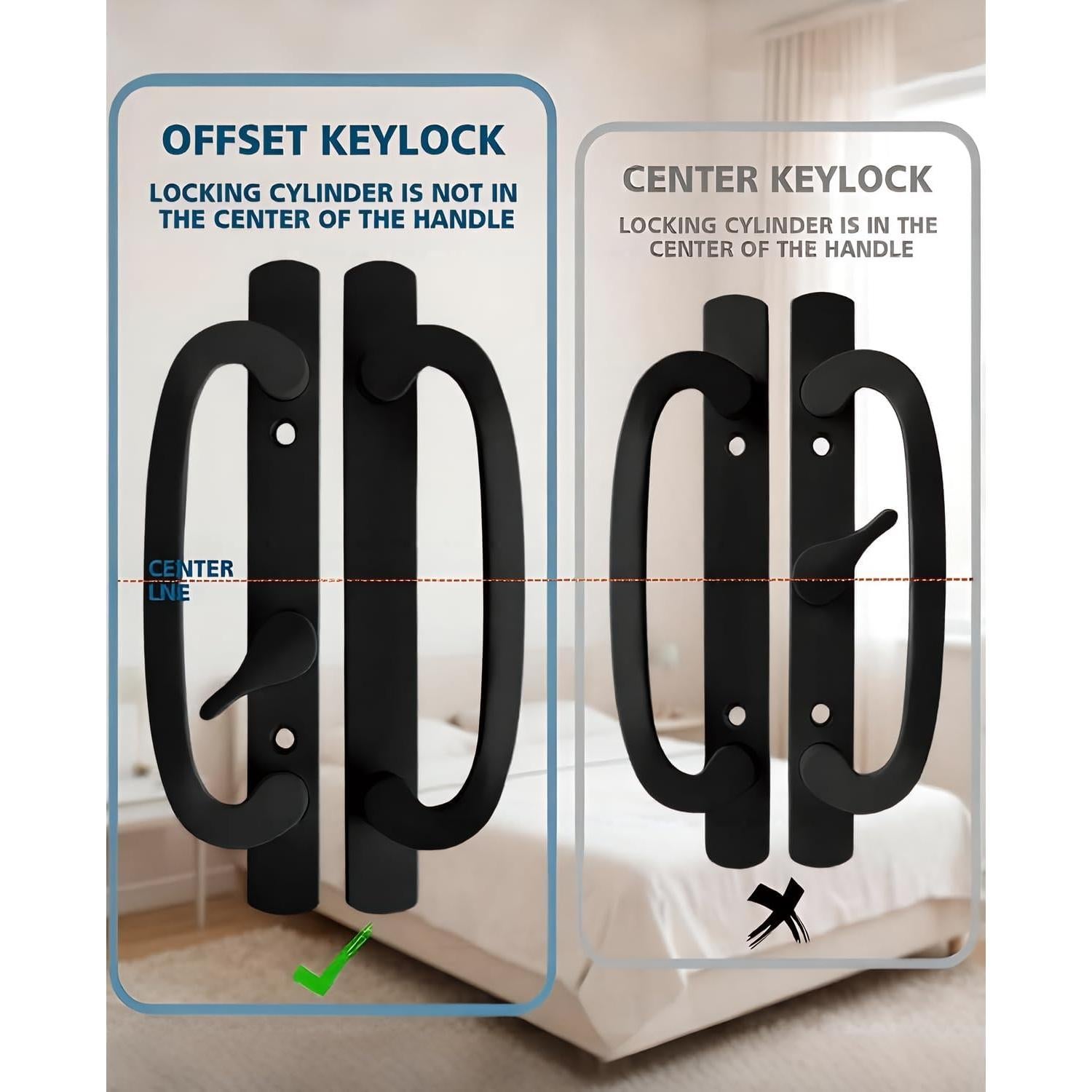 Juego de Manija de Puerta Corredera Ruigrit con Cerradura Offset