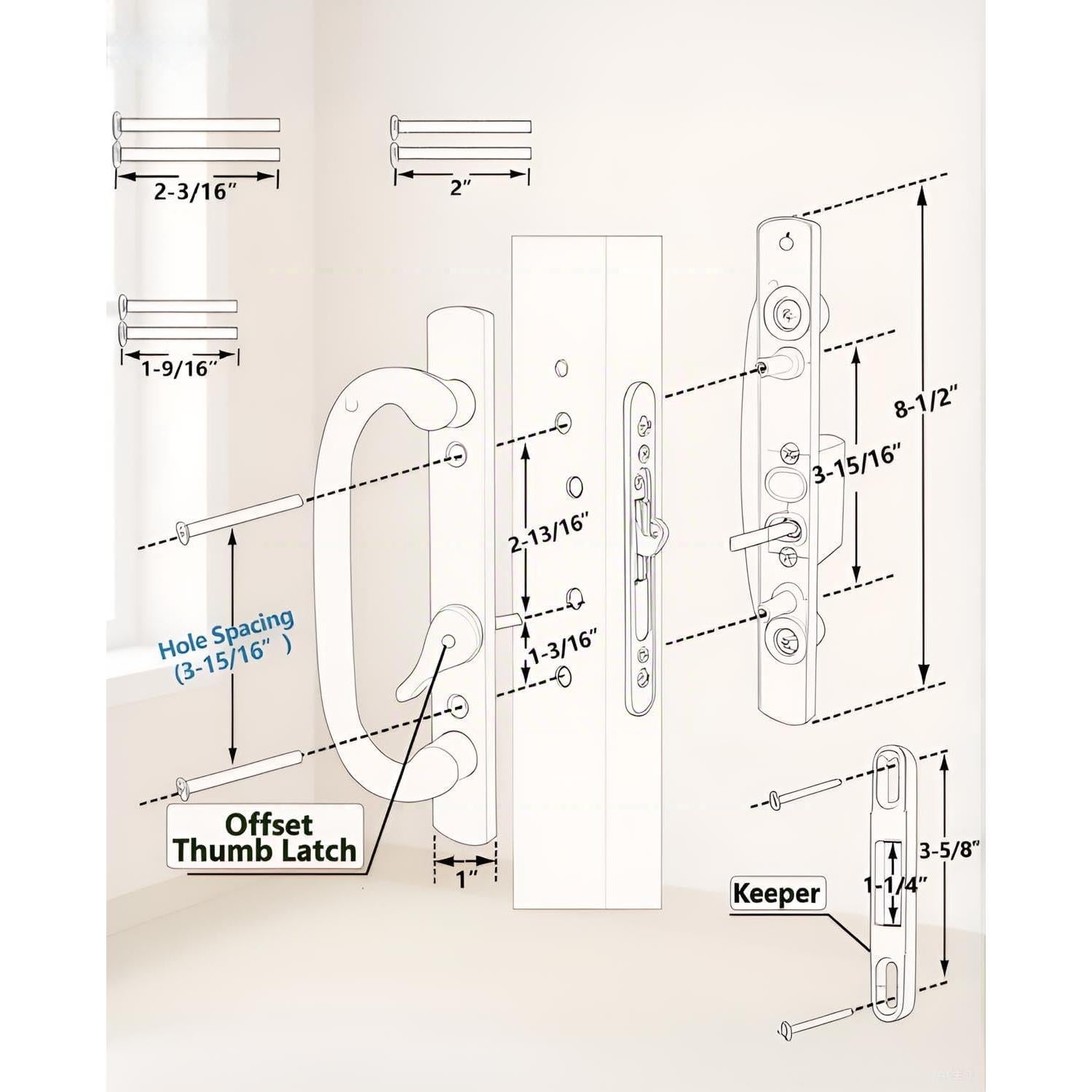 Juego de Manija de Puerta Corredera Ruigrit con Cerradura Offset