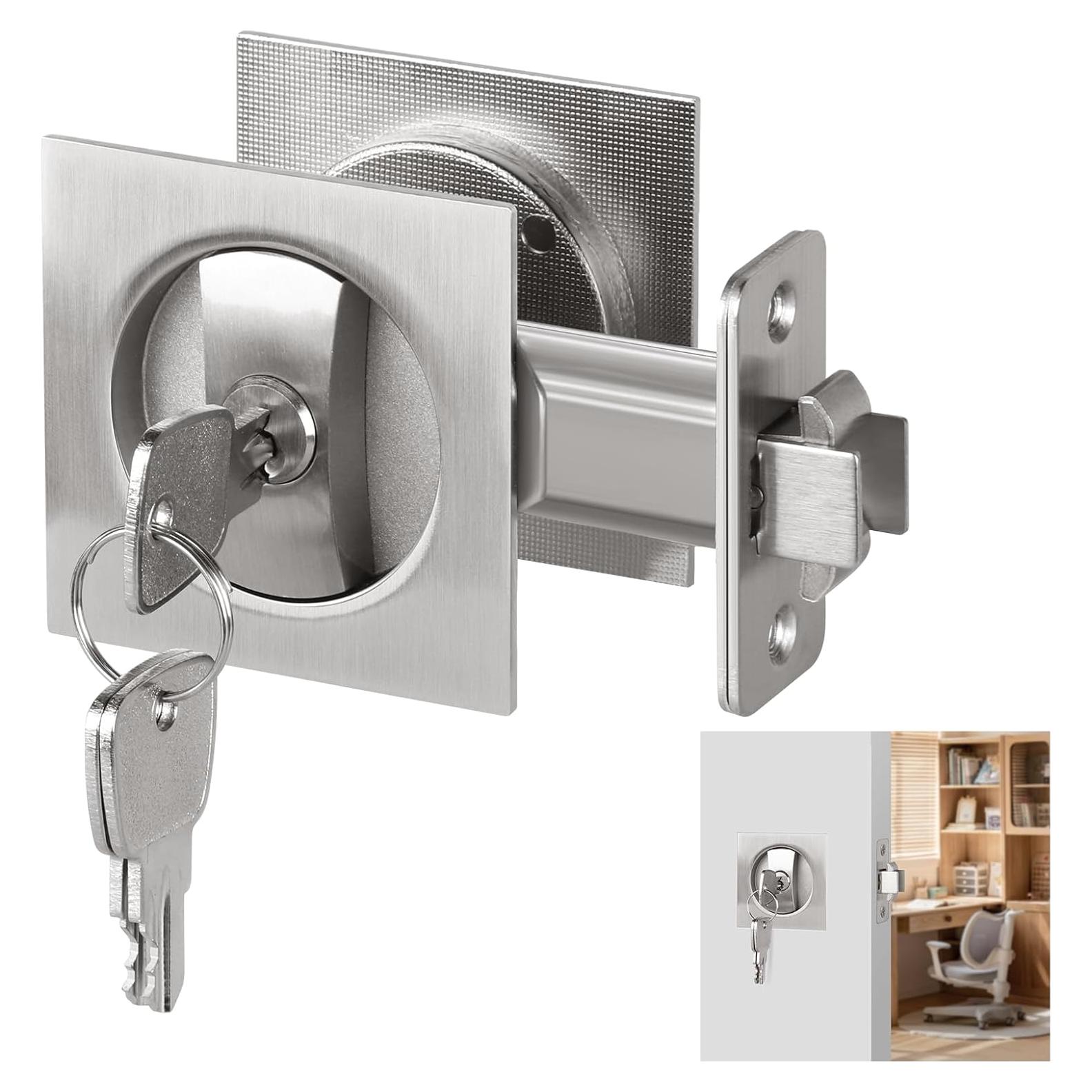 Cerradura de Puerta Pocket Cuadrada Aglehome Níquel Satinado