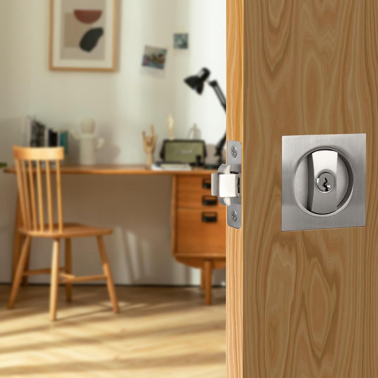 Cerradura de Puerta Pocket Cuadrada Aglehome Níquel Satinado