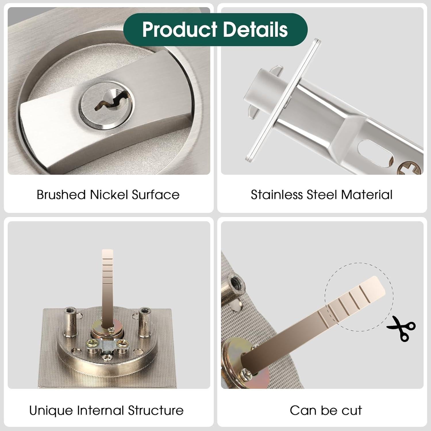 Cerradura de Puerta Pocket Cuadrada Aglehome Níquel Satinado