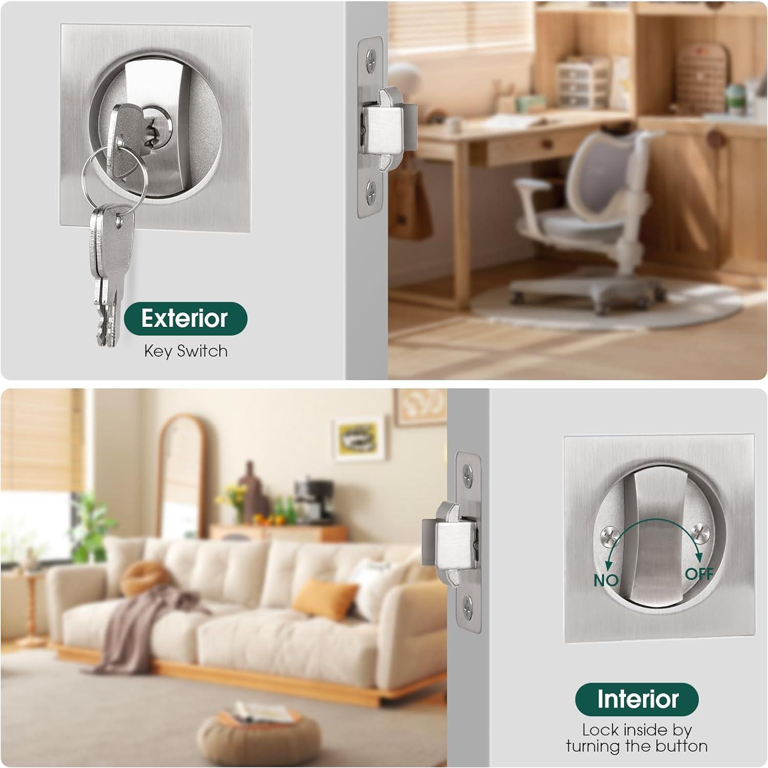 Cerradura de Puerta Pocket Cuadrada Aglehome Níquel Satinado