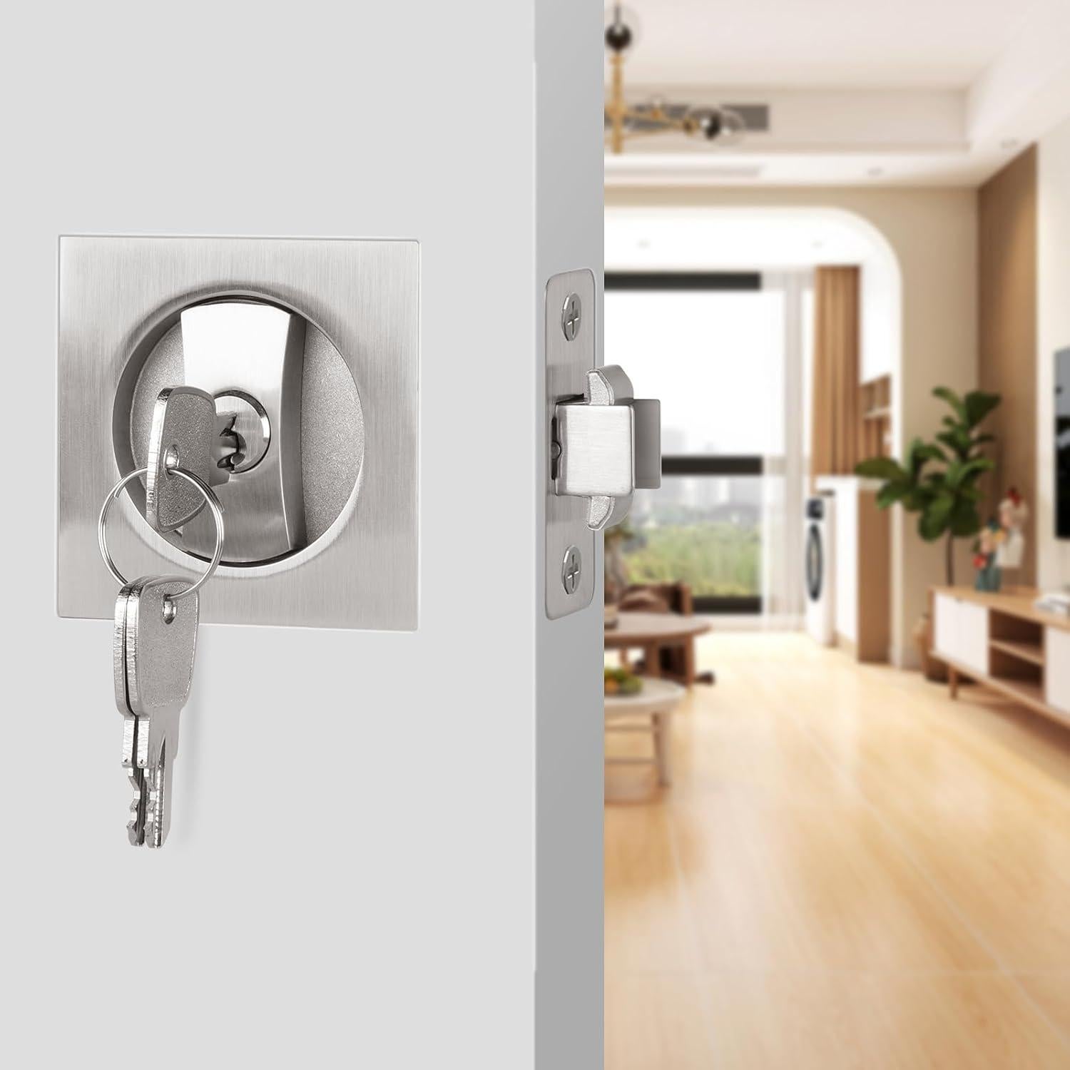 Cerradura de Puerta Pocket Cuadrada Aglehome Níquel Satinado