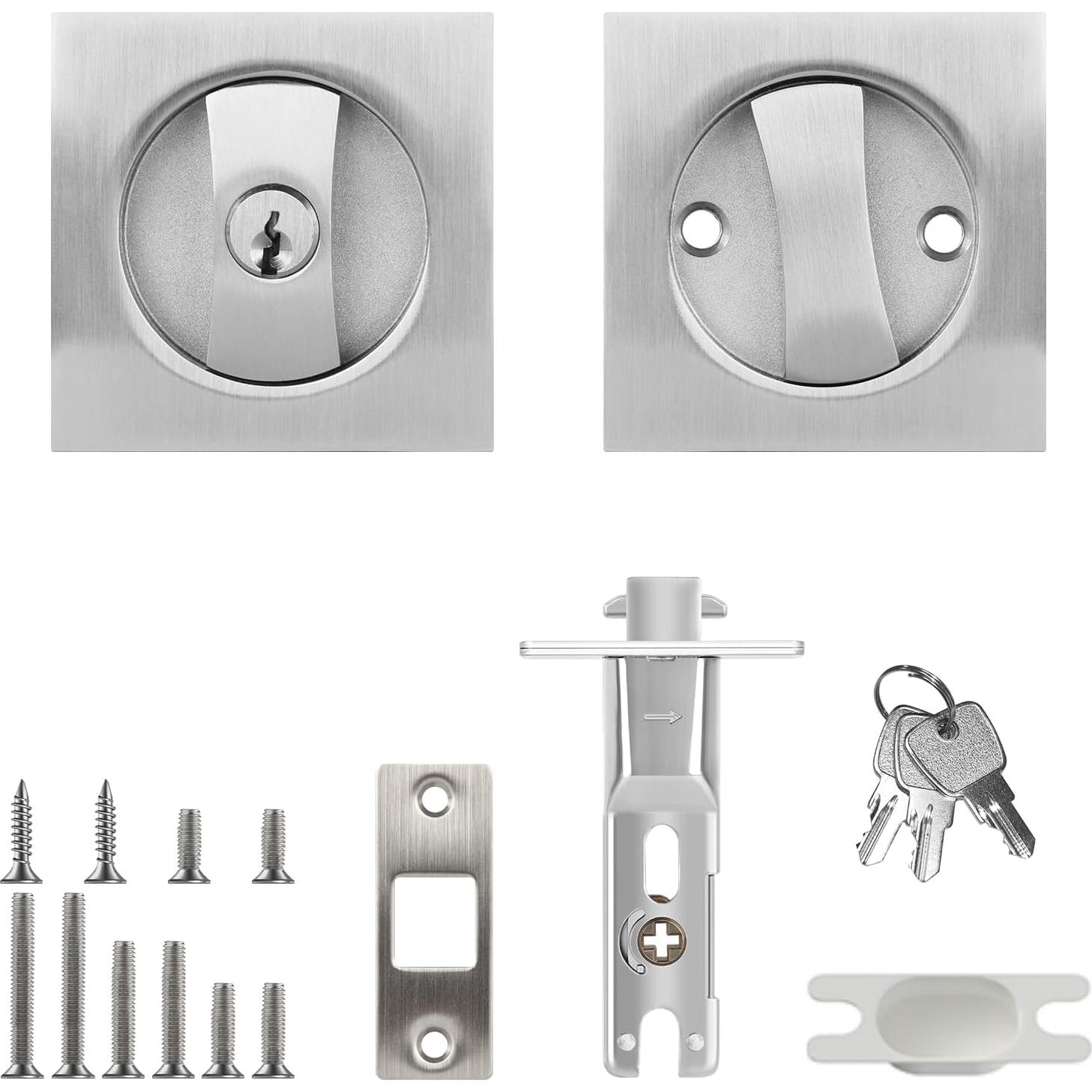 Cerradura de Puerta Pocket Cuadrada Aglehome Níquel Satinado