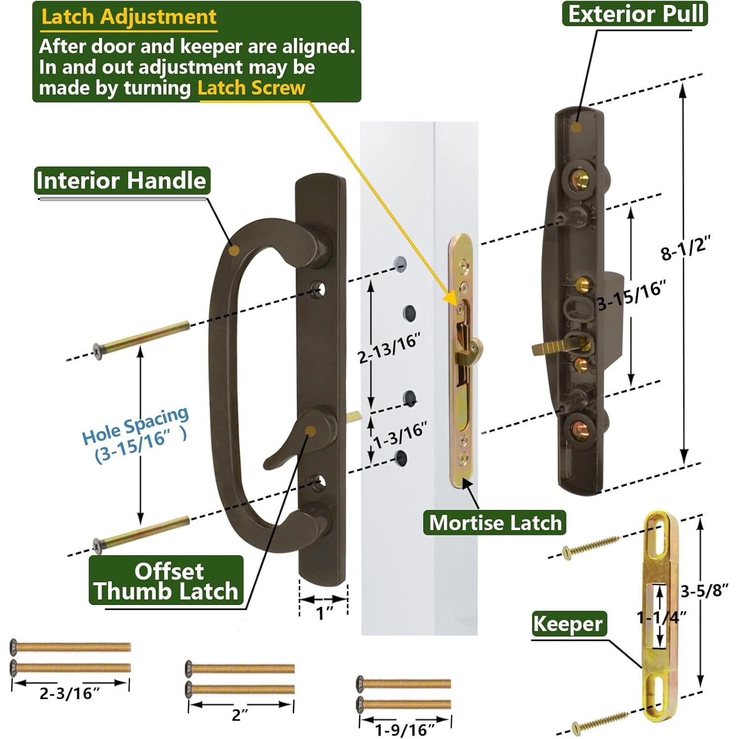 Juego de Manijas de Puerta Deslizante Eockatoo con Cerradura Negra