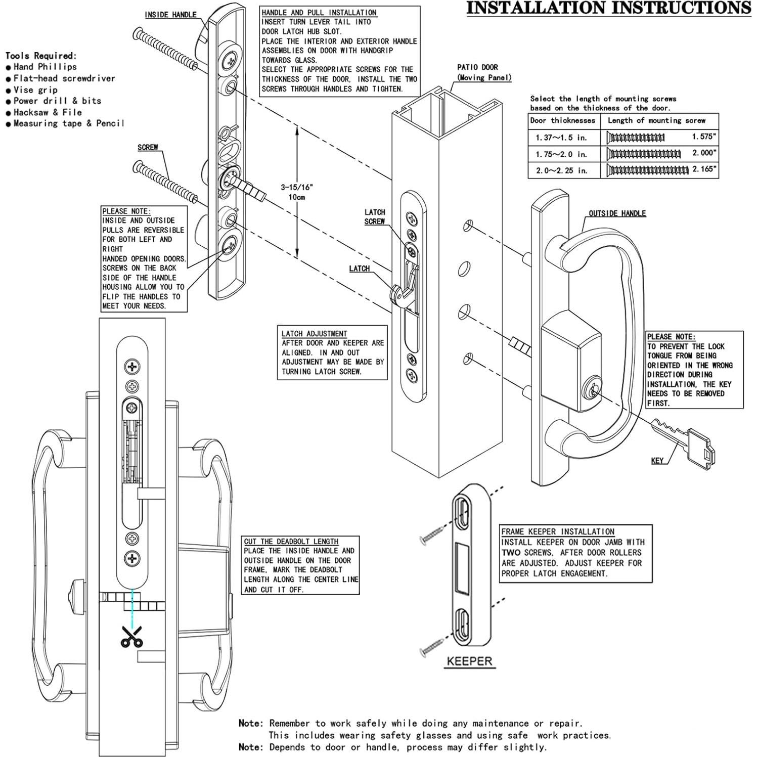Juego de Manijas de Puerta Deslizante Eockatoo con Cerradura Negra