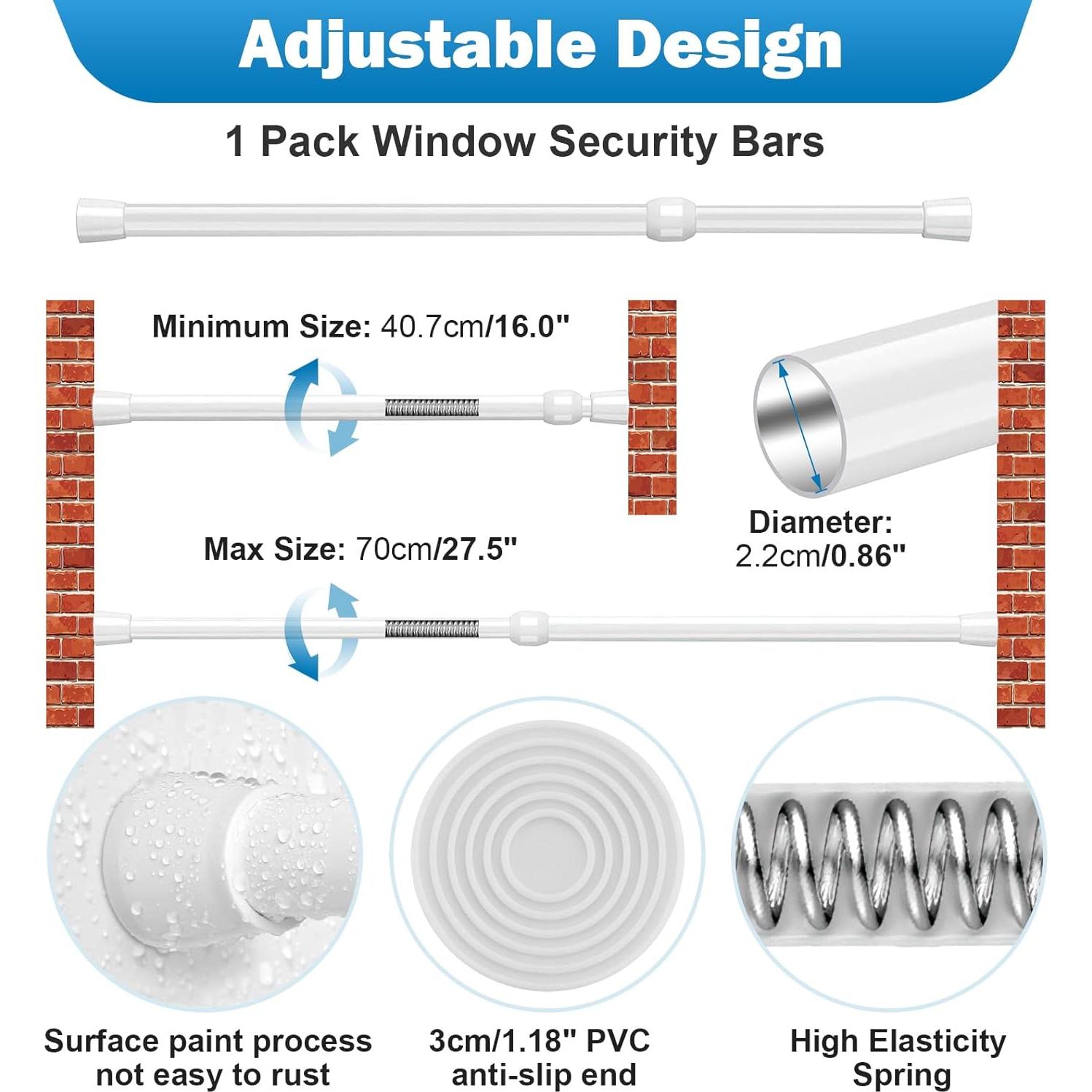 Barra de Seguridad Ajustable ARTOSHIN 40-70 cm para Ventanas