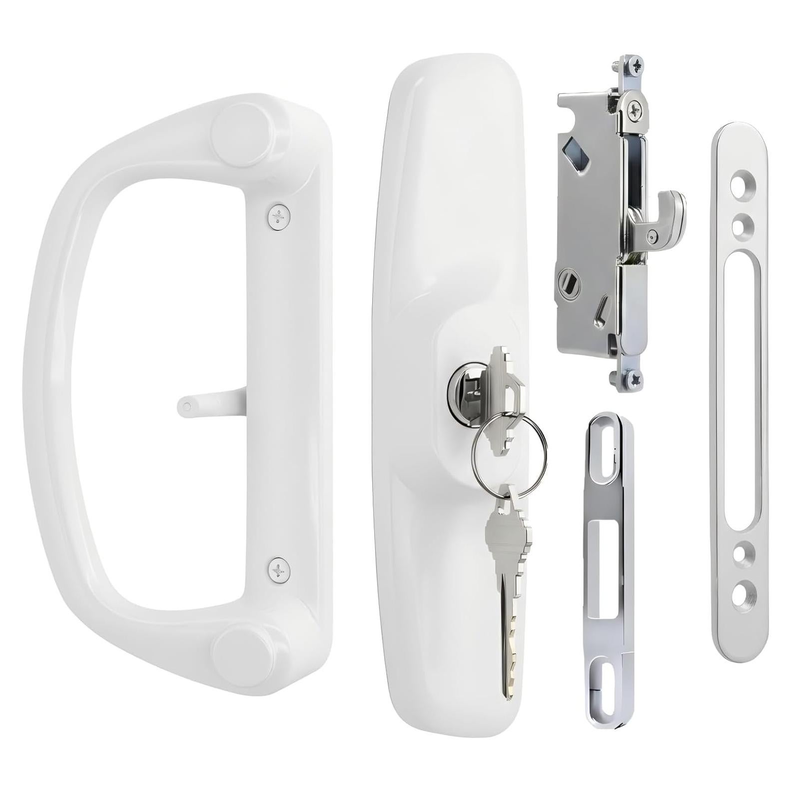 Juego de Manijas de Puerta Corredera Ruigrit con Cerradura Blanca