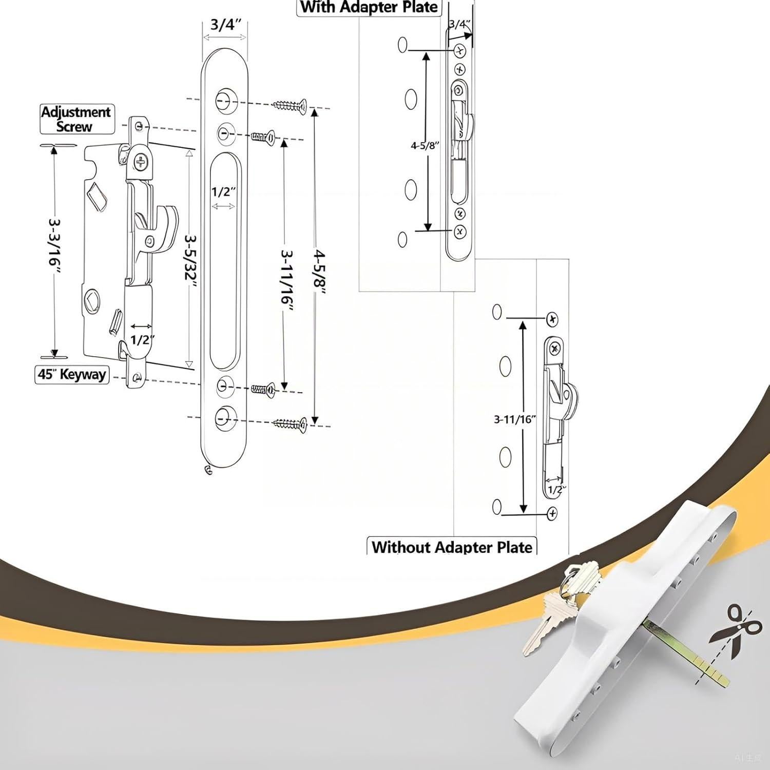Juego de Manijas de Puerta Corredera Ruigrit con Cerradura Blanca