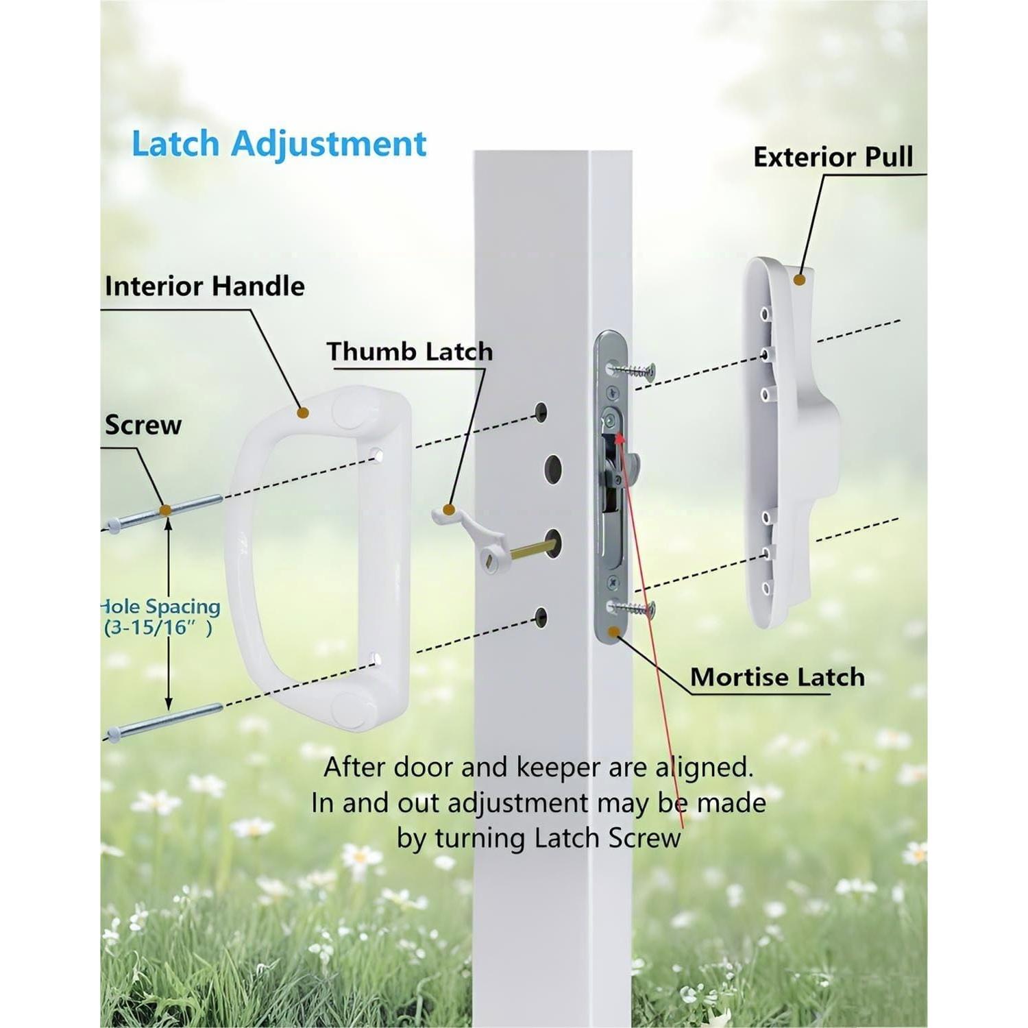 Juego de Manijas de Puerta Corredera Ruigrit con Cerradura Blanca
