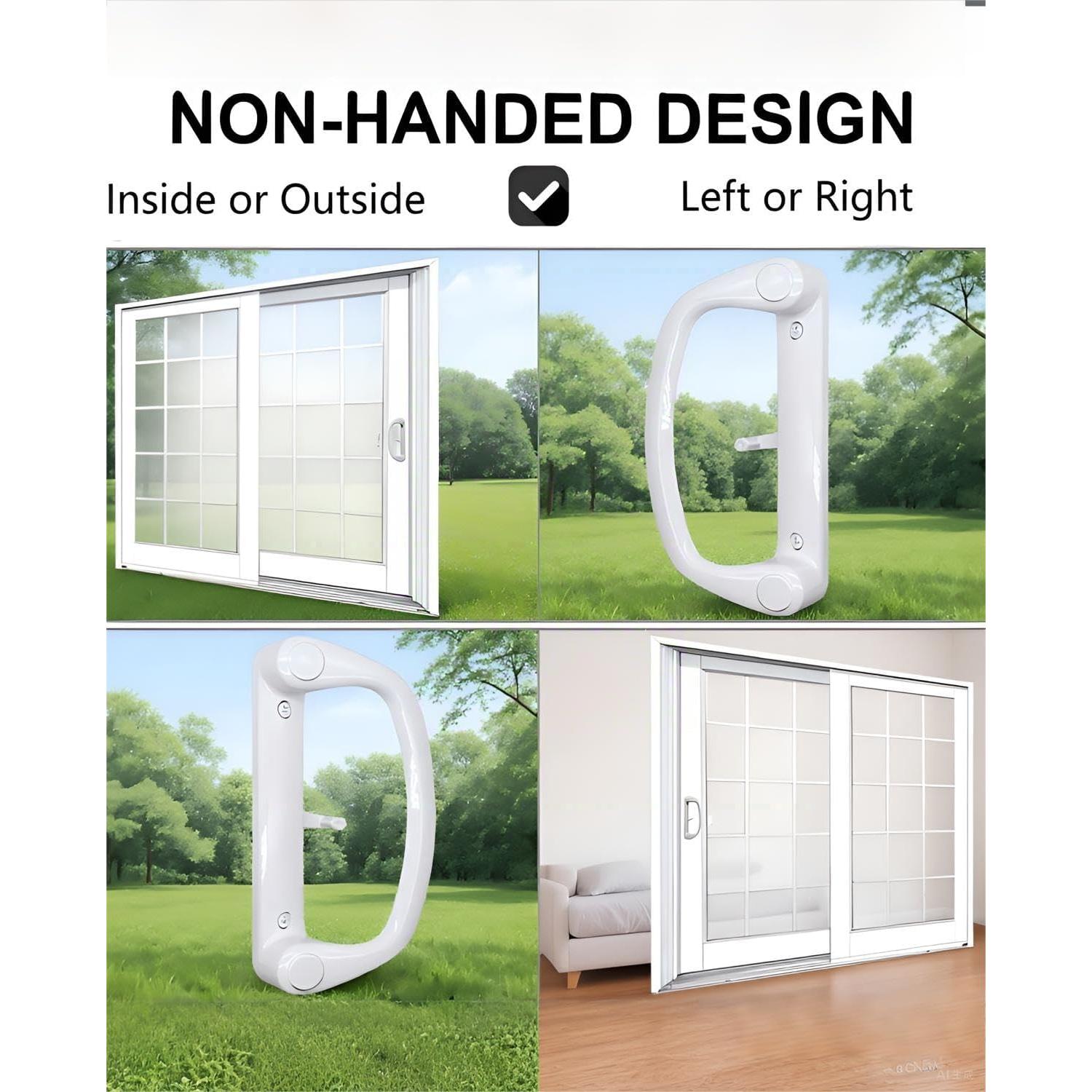 Juego de Manijas de Puerta Corredera Ruigrit con Cerradura Blanca