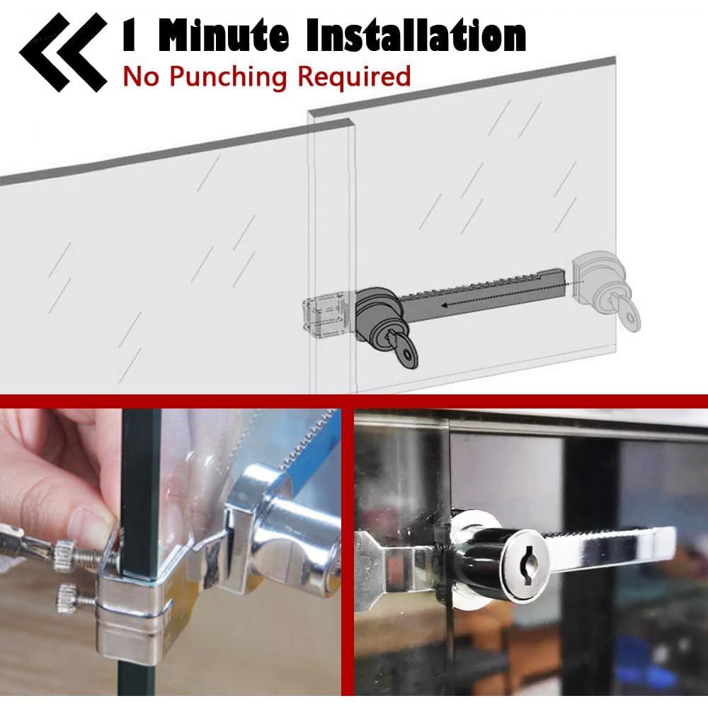 Cerradura de Trinquete QEDT para Puerta de Vidrio Deslizante