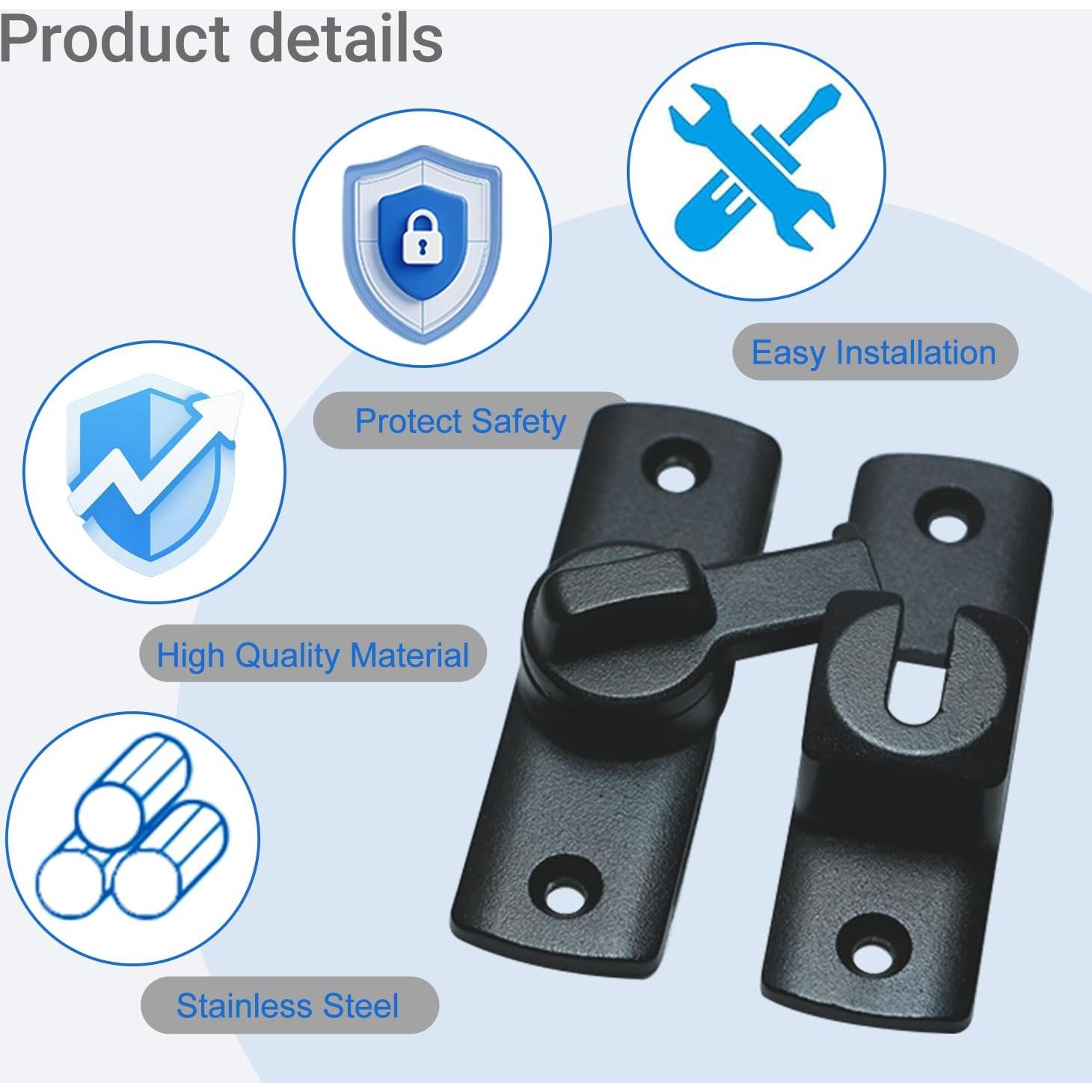 Cerradura de Puerta de Granero Cixuaiti 90/180 Grados Negra