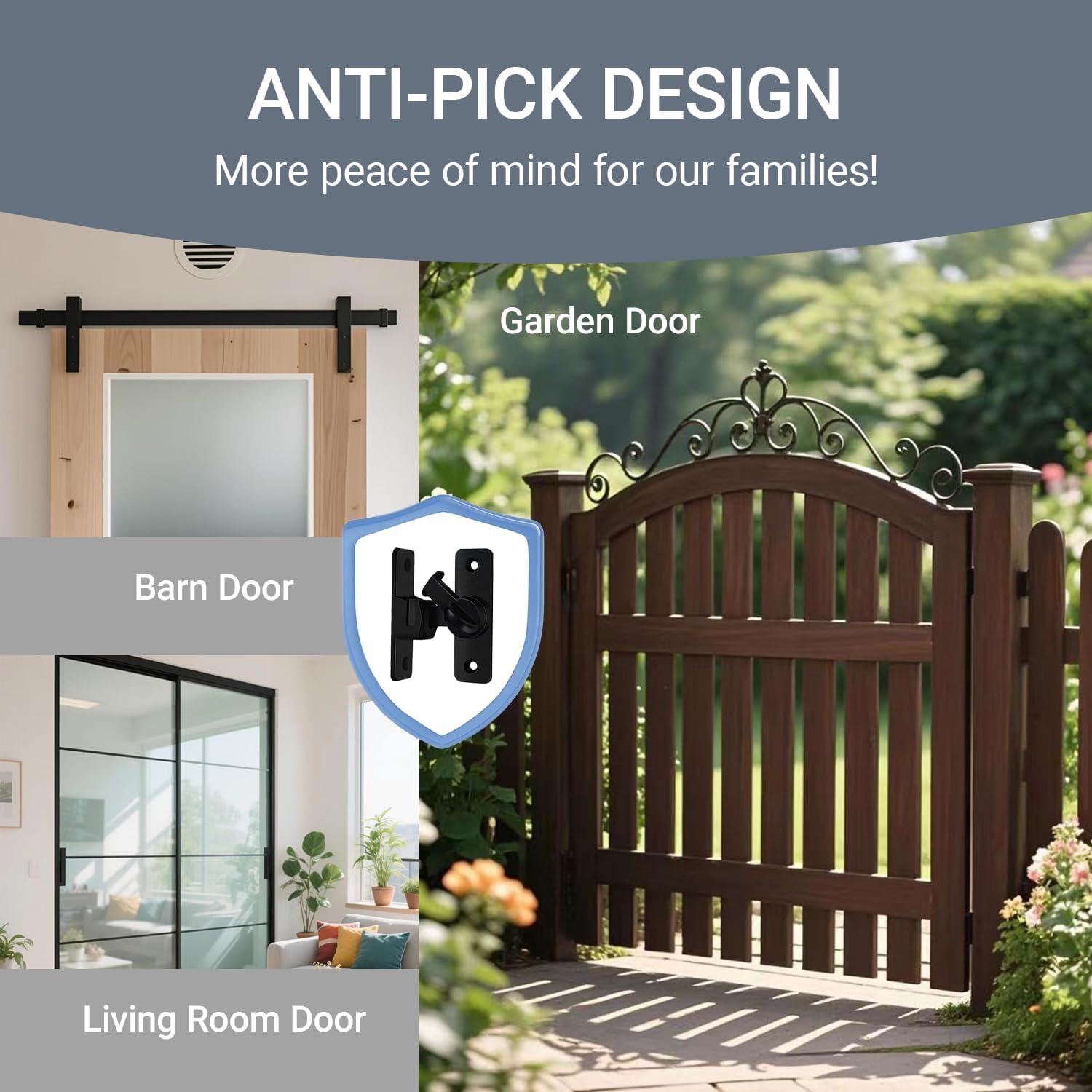 Cerradura de Puerta de Granero Cixuaiti 90/180 Grados Negra