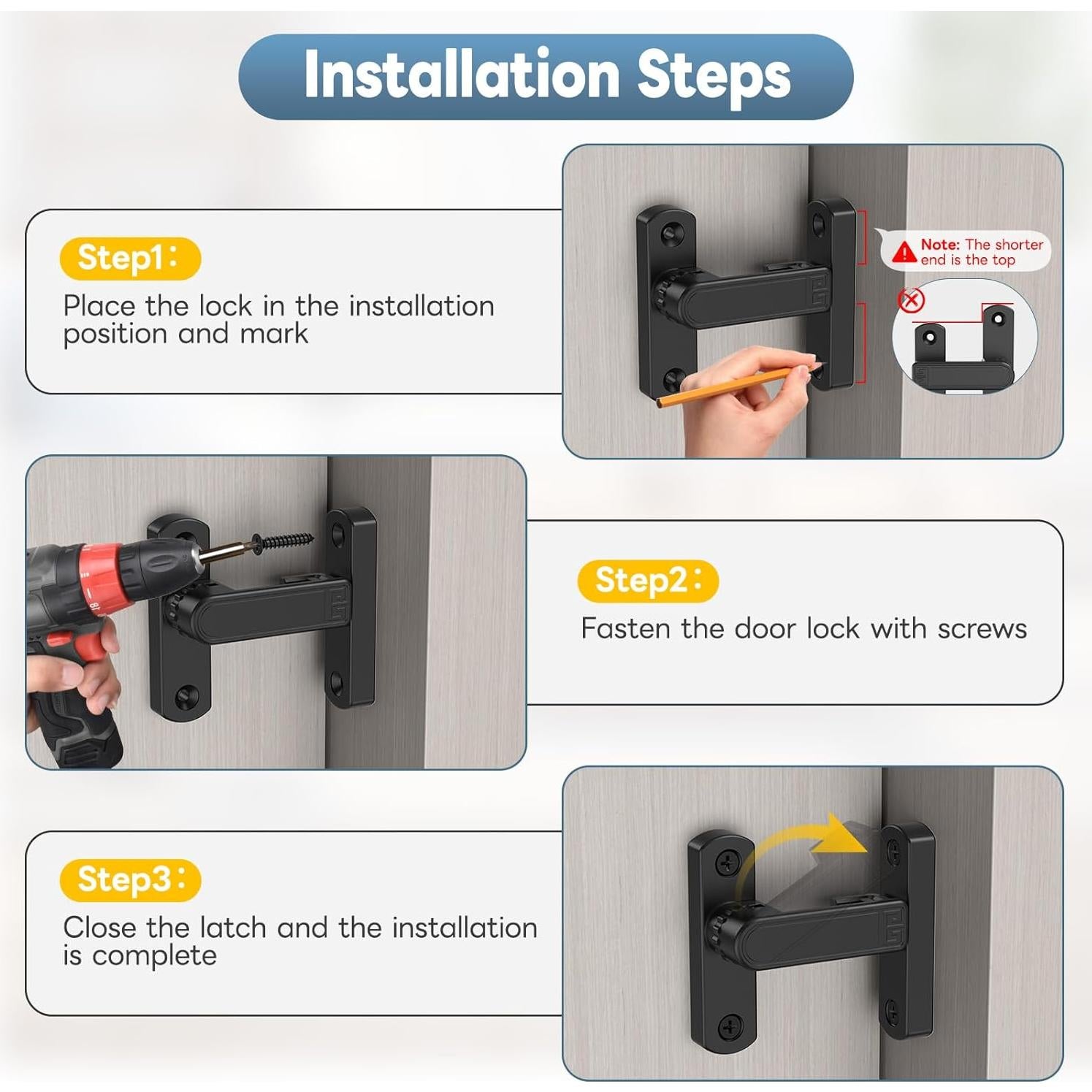Cerradura de Puerta de Granero YogePote Ajustable 90/180°
