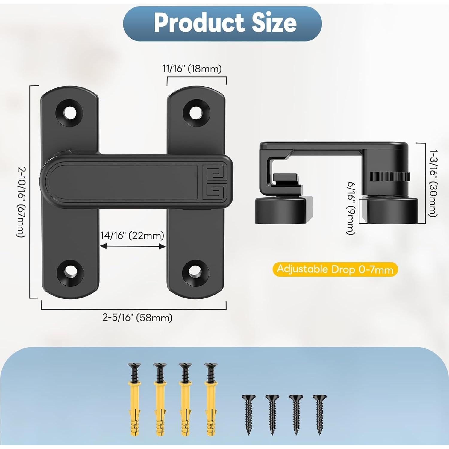 Cerradura de Puerta de Granero YogePote Ajustable 90/180°
