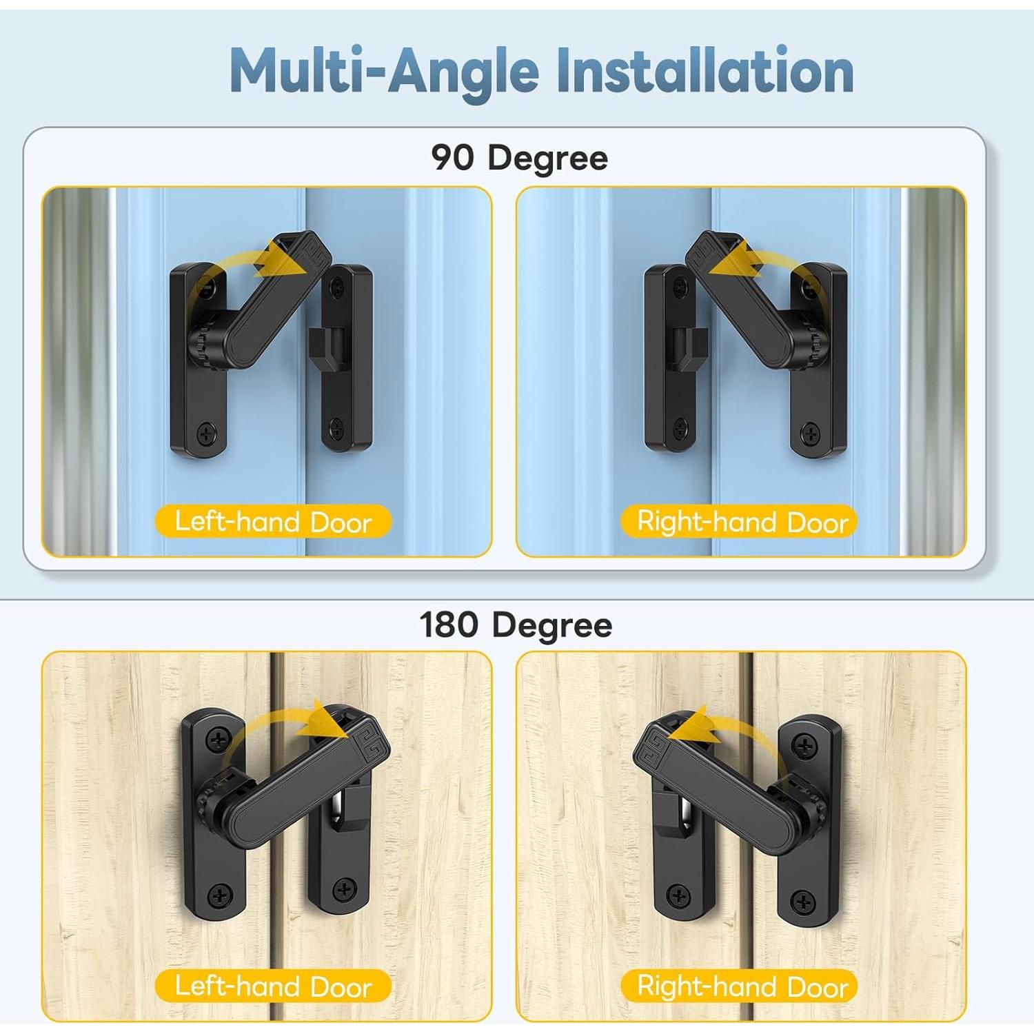 Cerradura de Puerta de Granero YogePote Ajustable 90/180°