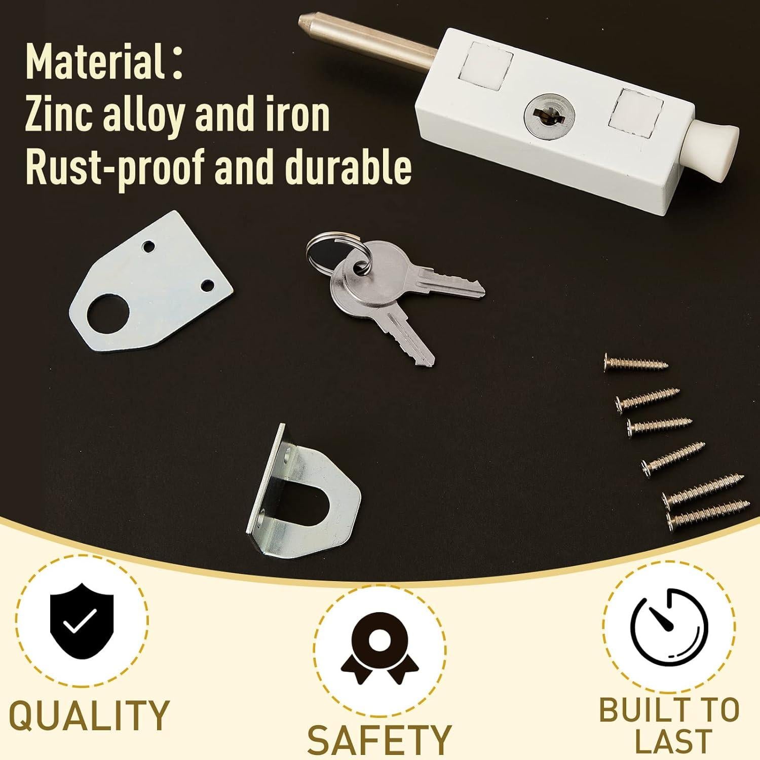 Cerradura de Puerta Deslizante Dunzy con Llave - 2 Piezas