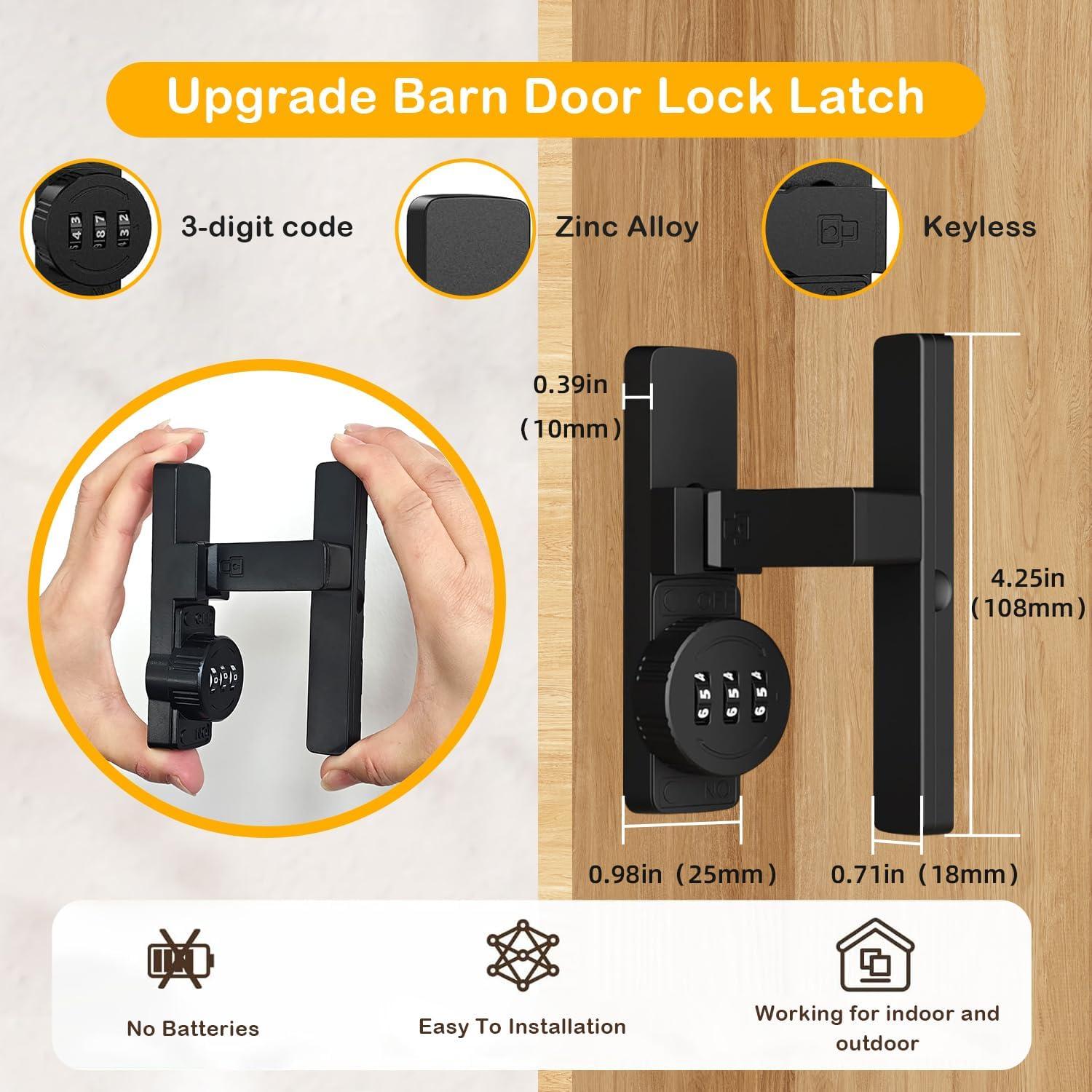 Cerradura de Puerta de Establo MSR605 Sin Llave 3 Dígitos Negra