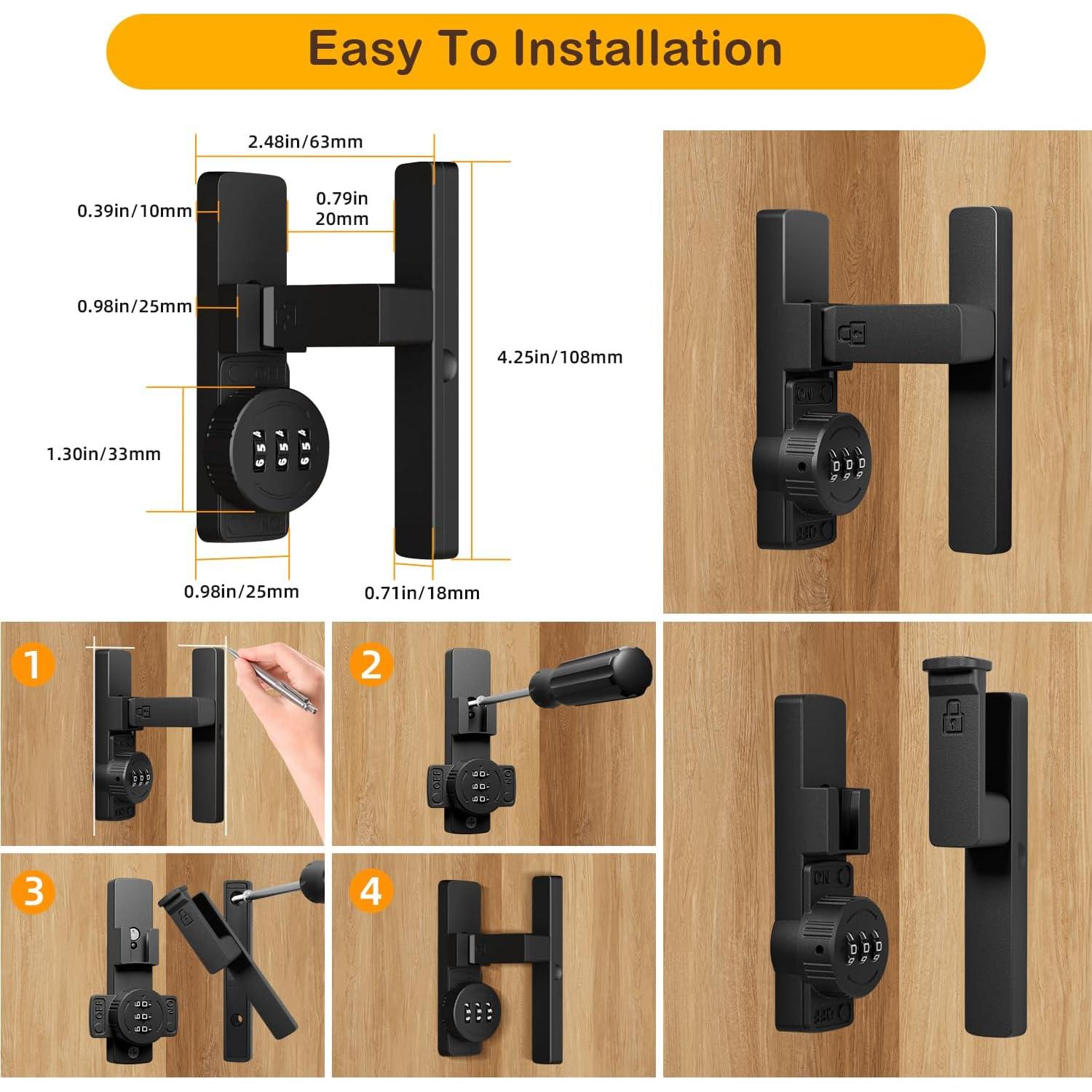 Cerradura de Puerta de Establo MSR605 Sin Llave 3 Dígitos Negra
