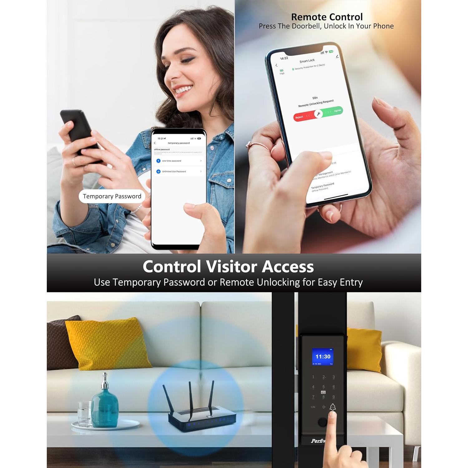 Cerradura Inteligente Biométrica Perfiware LG75TY con APP