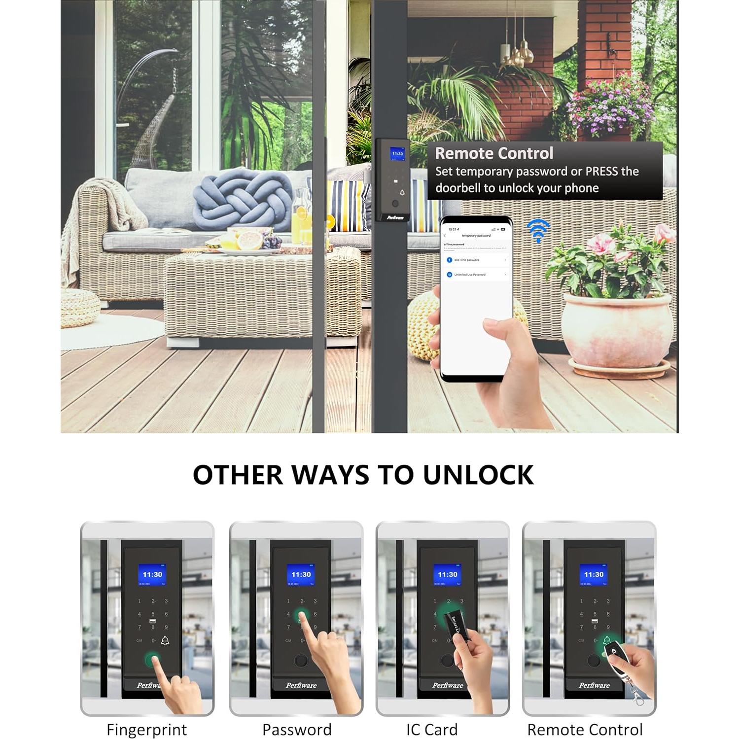 Cerradura Inteligente Biométrica Perfiware LG75TY con APP