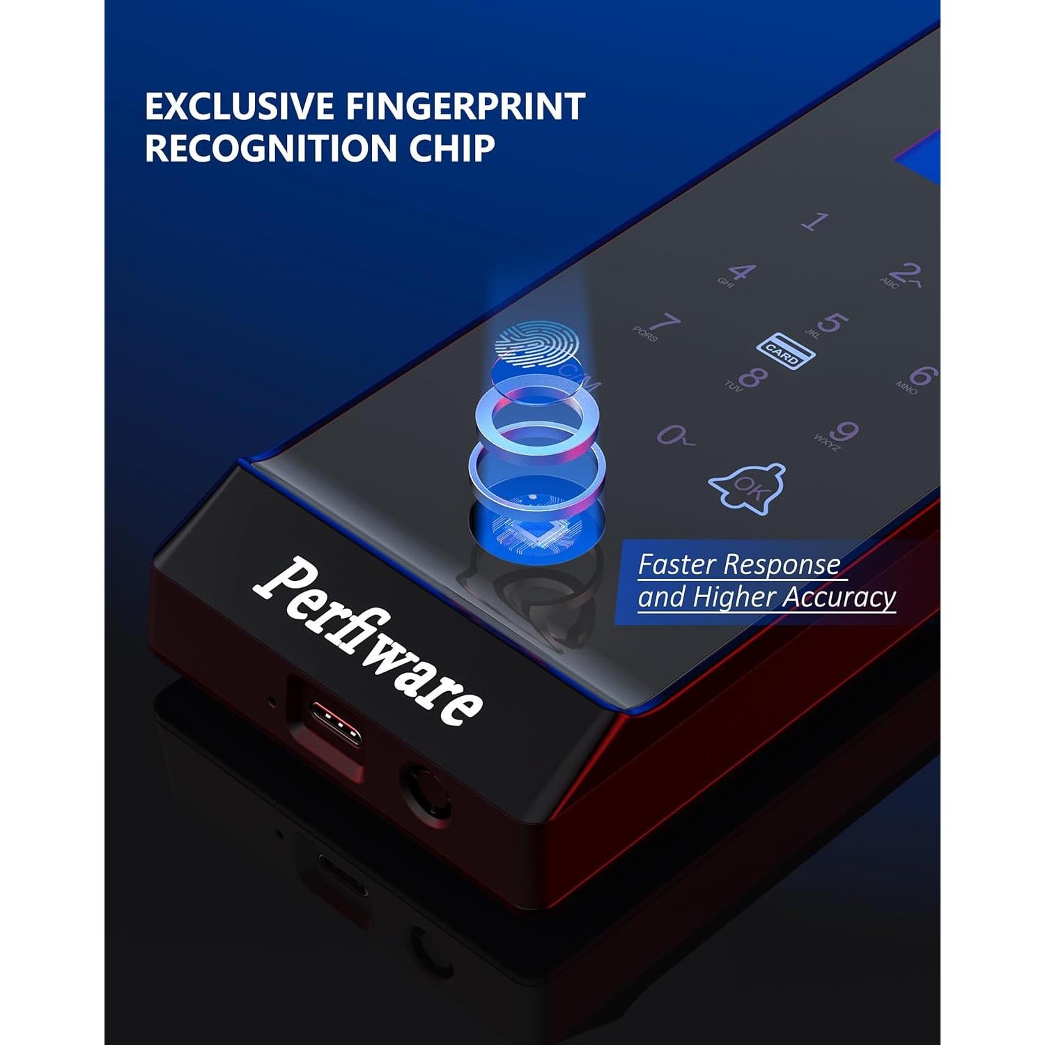 Cerradura Inteligente Biométrica Perfiware LG75TY con APP