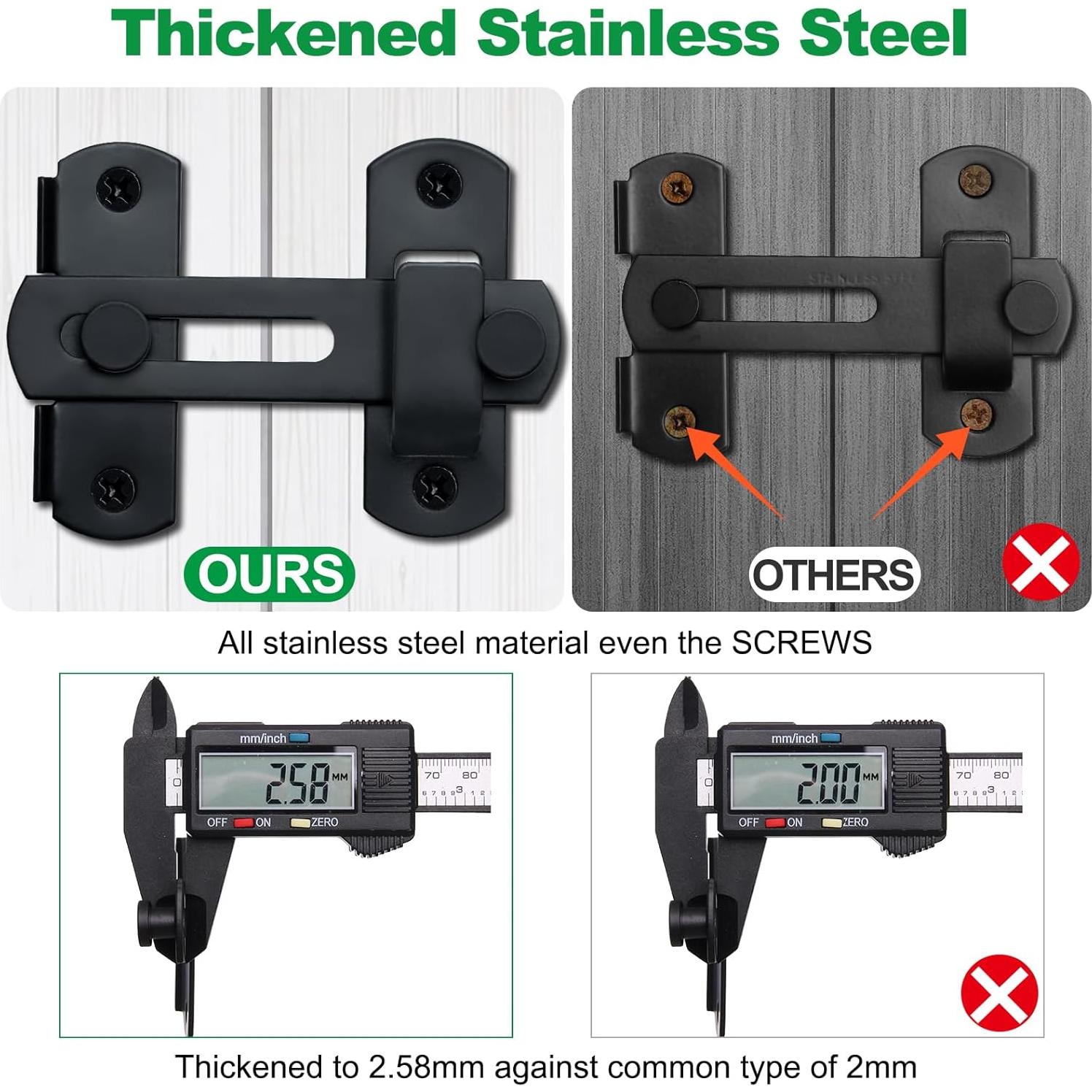 Cerraduras de Puerta Deslizante Adanluxe 10.16x7.01cm 2 Paquetes