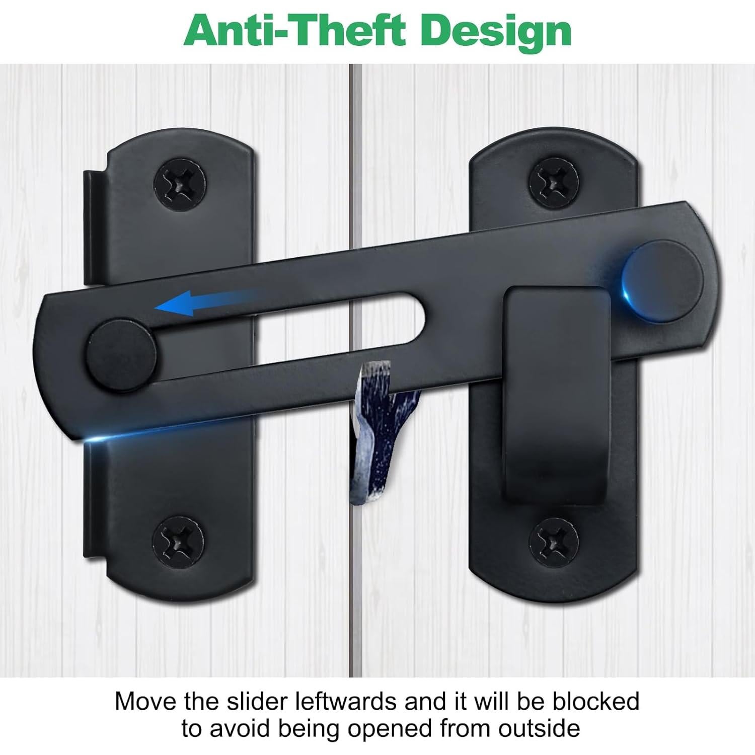 Cerraduras de Puerta Deslizante Adanluxe 10.16x7.01cm 2 Paquetes