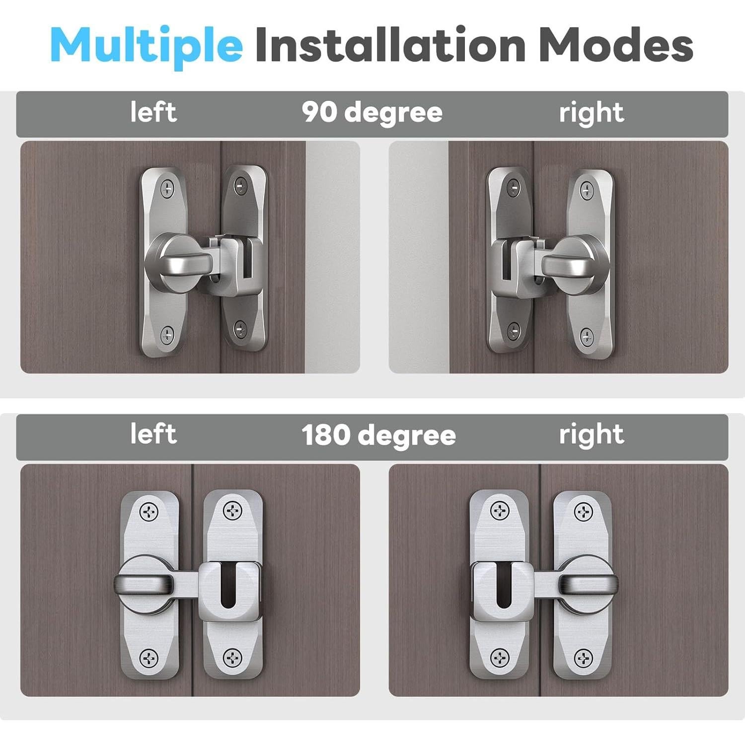 Cerradura de Puerta Deslizante Mixizigoz 90/180 Grados Plata