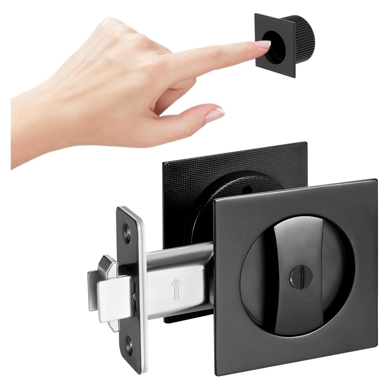 Cerradura de puerta corredera Aesytava negra mate 6.03 cm