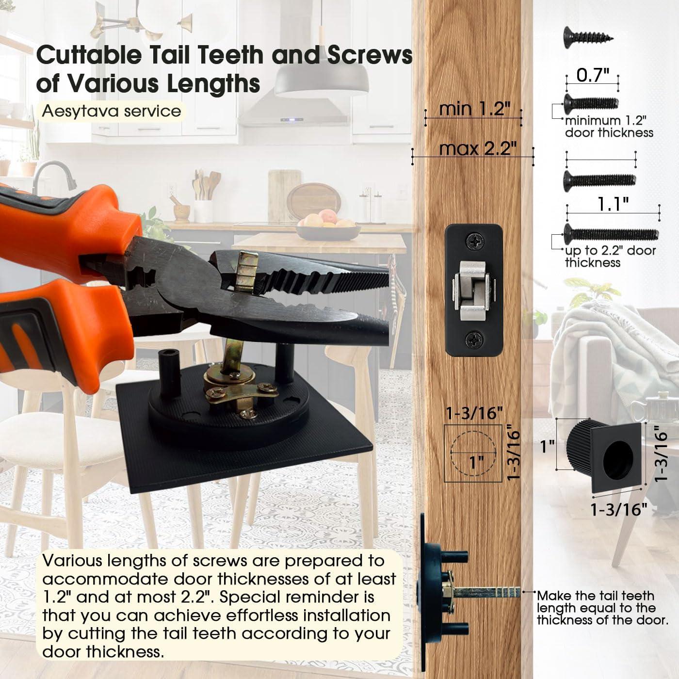 Cerradura de puerta corredera Aesytava negra mate 6.03 cm