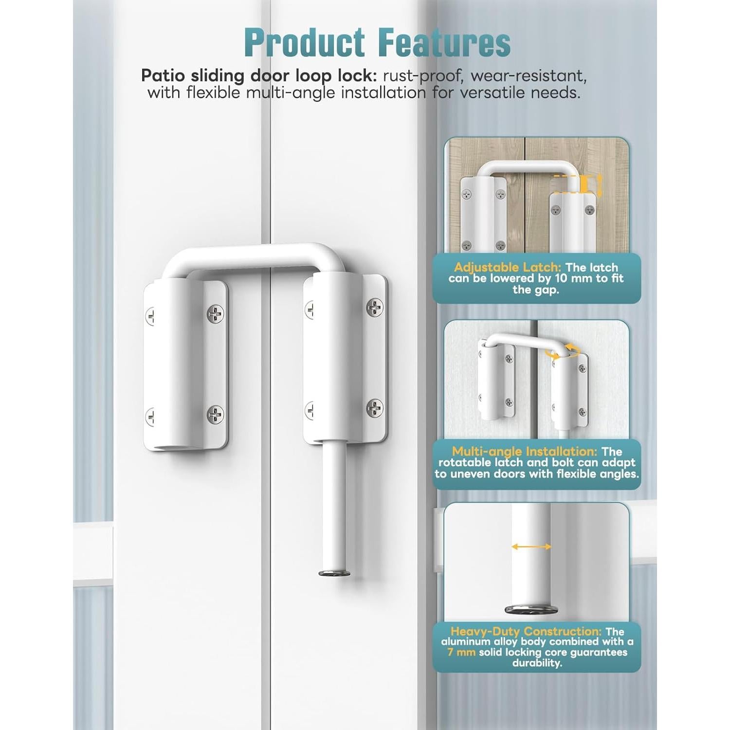 Pestillo de Cerradura de Puerta Corredera MeBantoo Blanco 130g