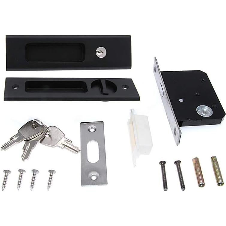 Cerradura de Puerta Corredera LWZH Negra Mate 16 cm