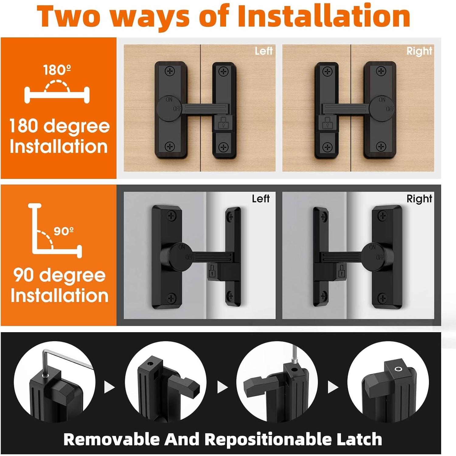 Cierre de Puerta de Granja KETEBAIYI 90 Grados Anticorrosión Negro