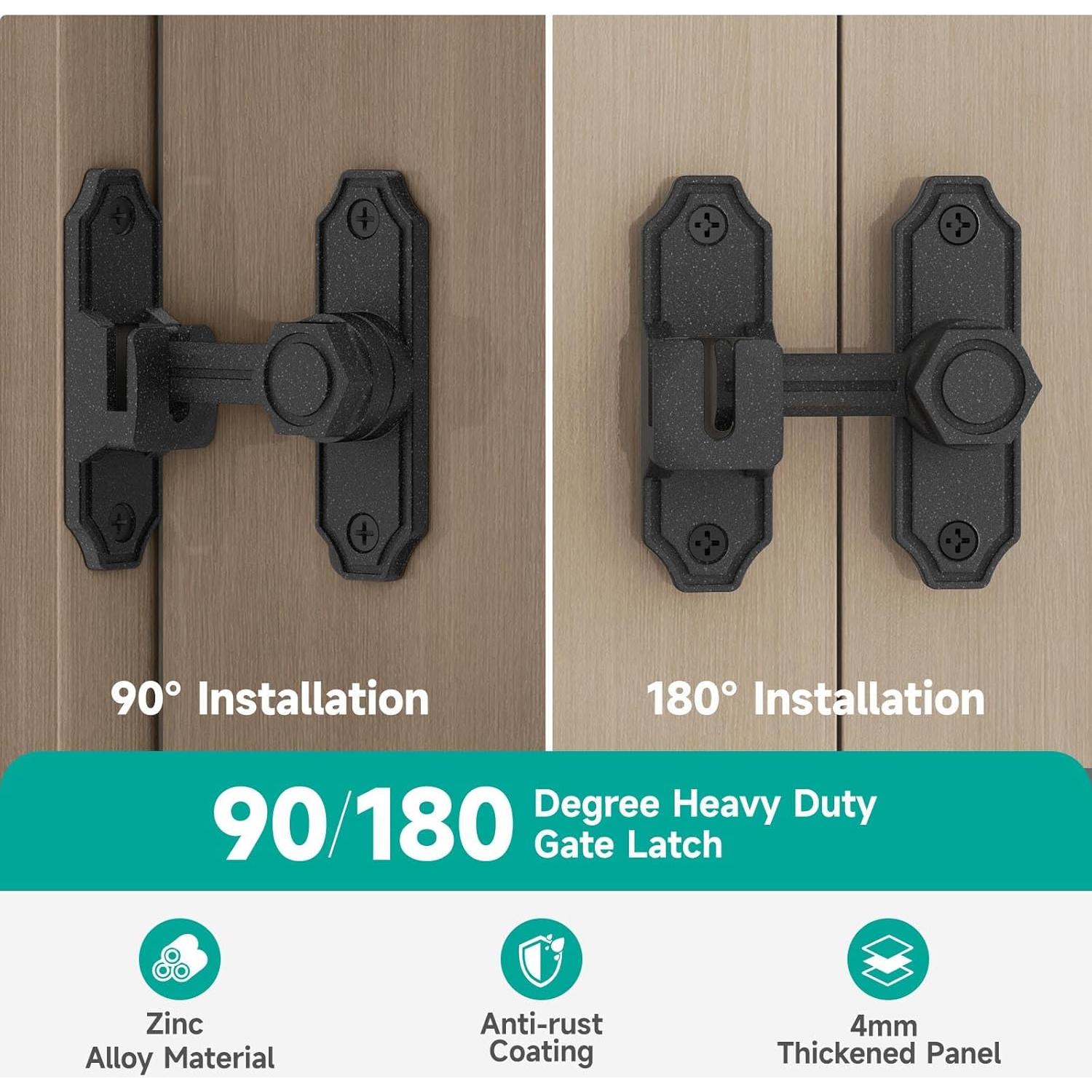 Cerradura de Puerta Deslizante Mixizigoz 90/180 Grados Zinc Negro