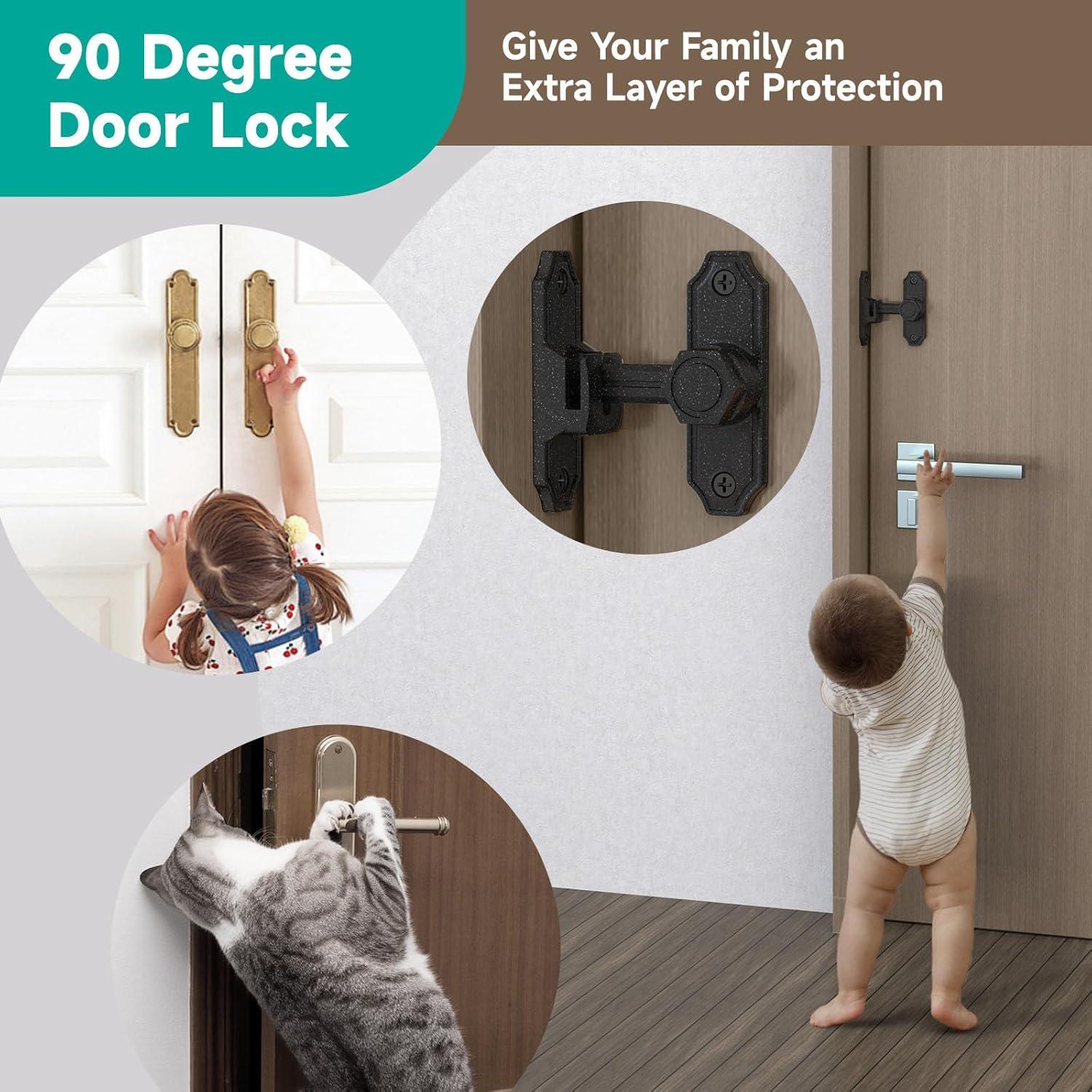 Cerradura de Puerta Deslizante Mixizigoz 90/180 Grados Zinc Negro