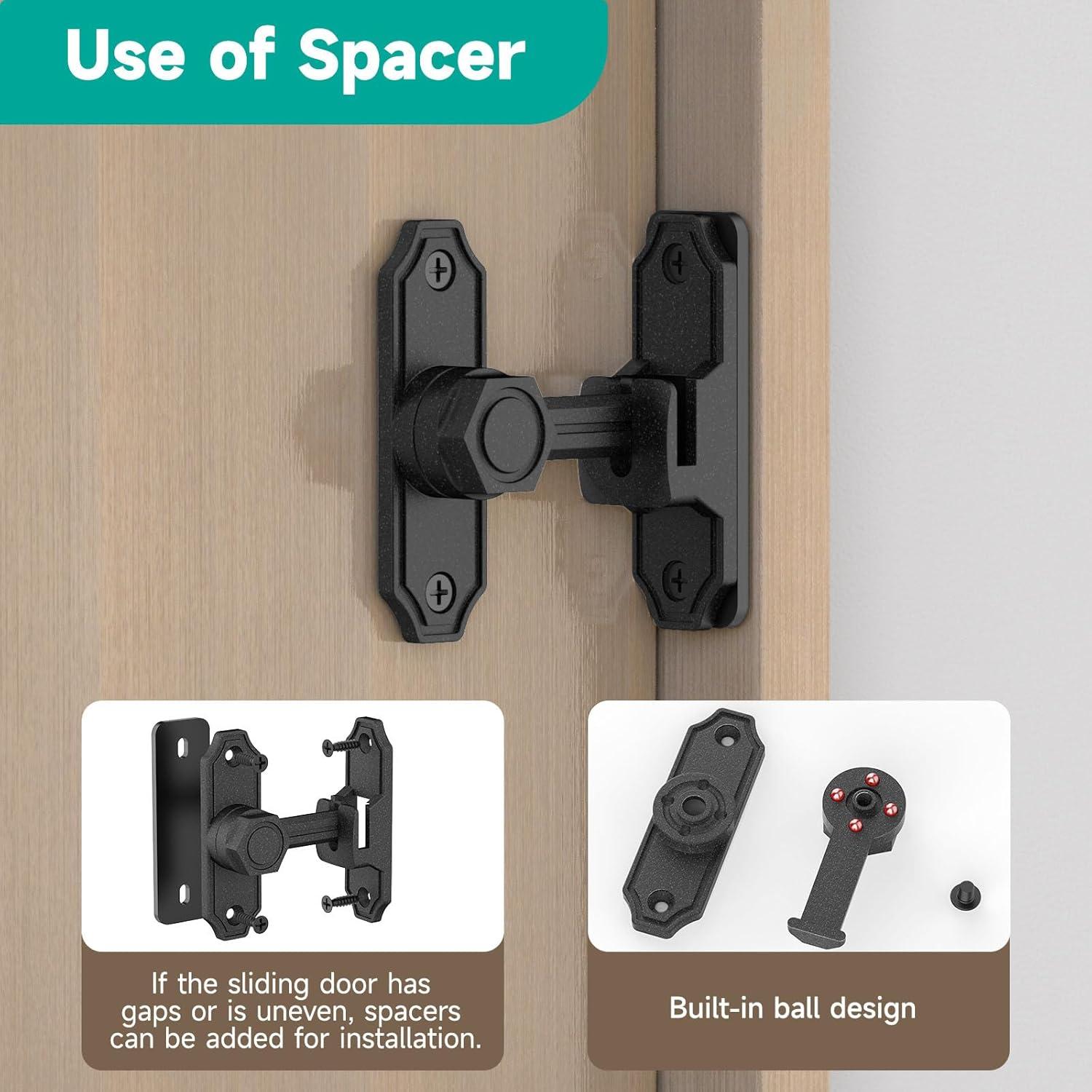 Cerradura de Puerta Deslizante Mixizigoz 90/180 Grados Zinc Negro