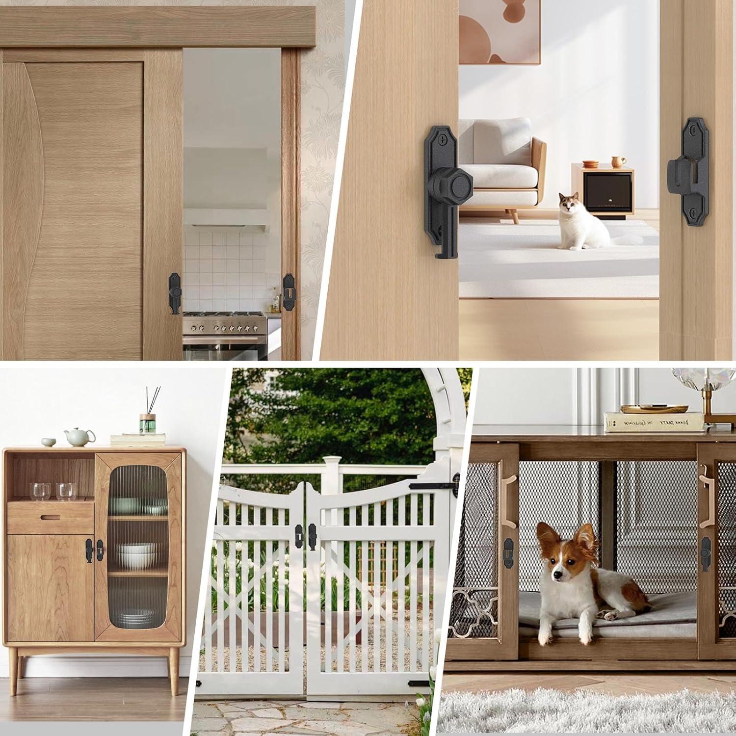 Cerradura de Puerta Deslizante Mixizigoz 90/180 Grados Zinc Negro