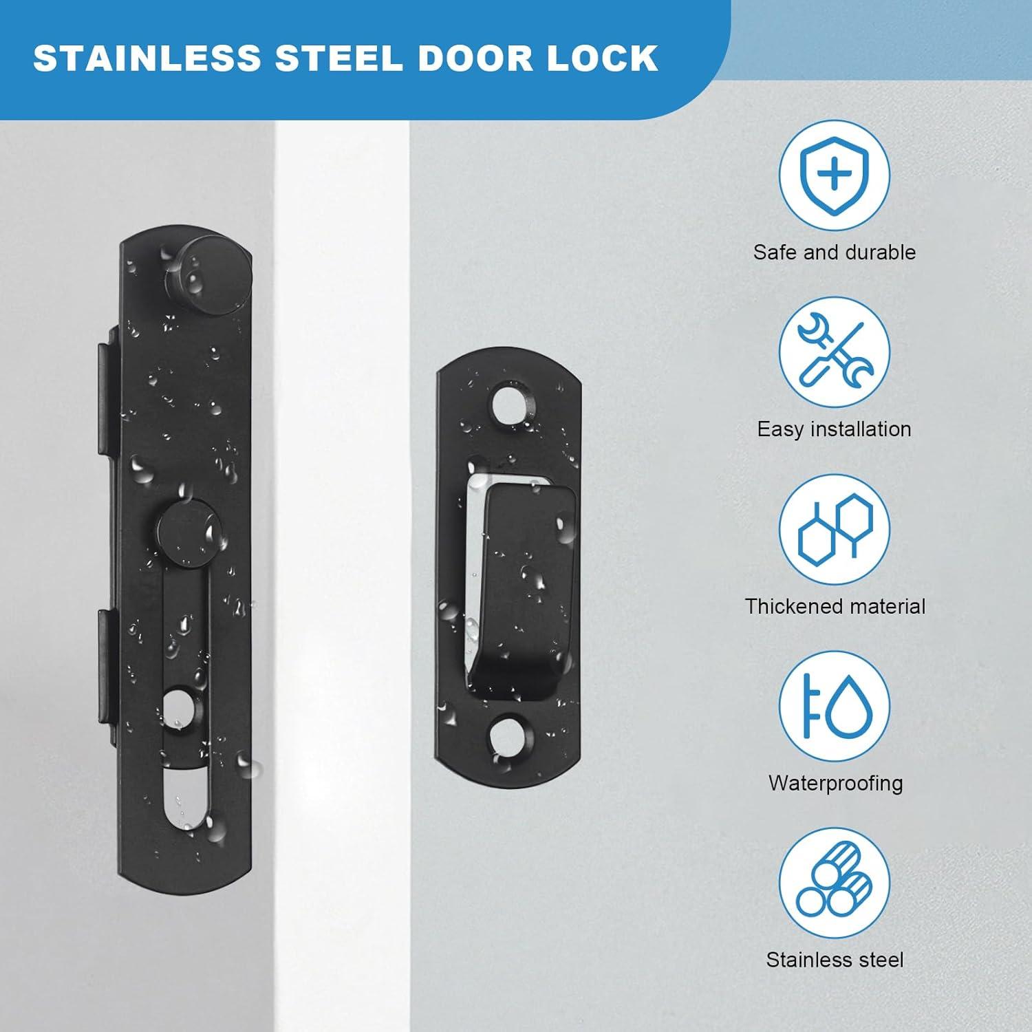 Pestillo de Puerta 4" Acero Inoxidable Negro Mate LiStarUs