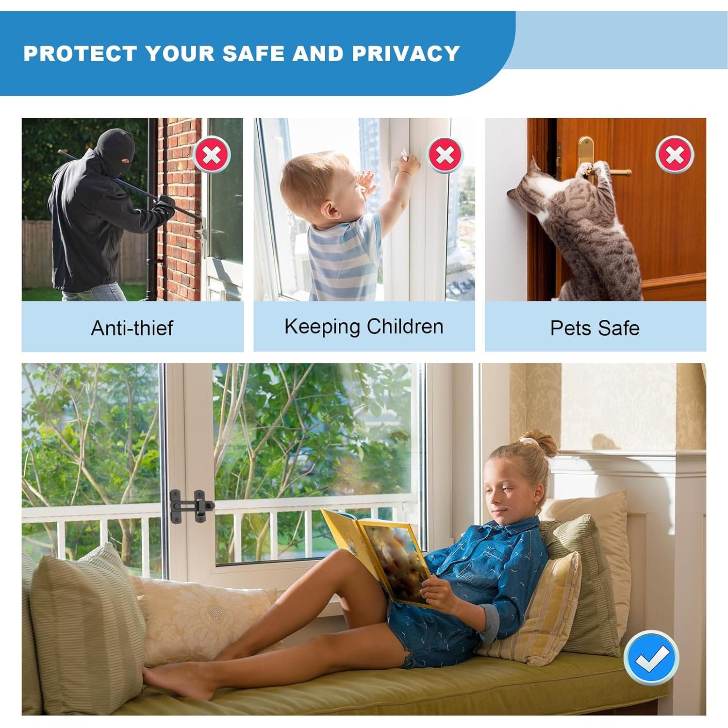 Pestillo de Puerta 4" Acero Inoxidable Negro Mate LiStarUs