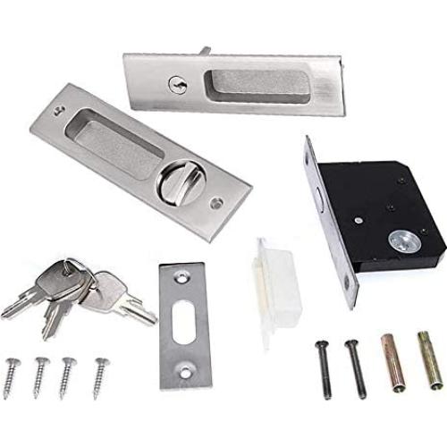 Cerradura de Puerta Corredera Gifsin con Llave Plateada 160mm