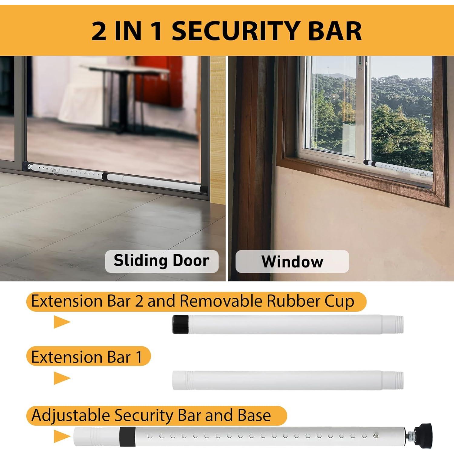 Barra de Seguridad Ajustable PBHEPJ para Puertas Corredizas 2 Paquete