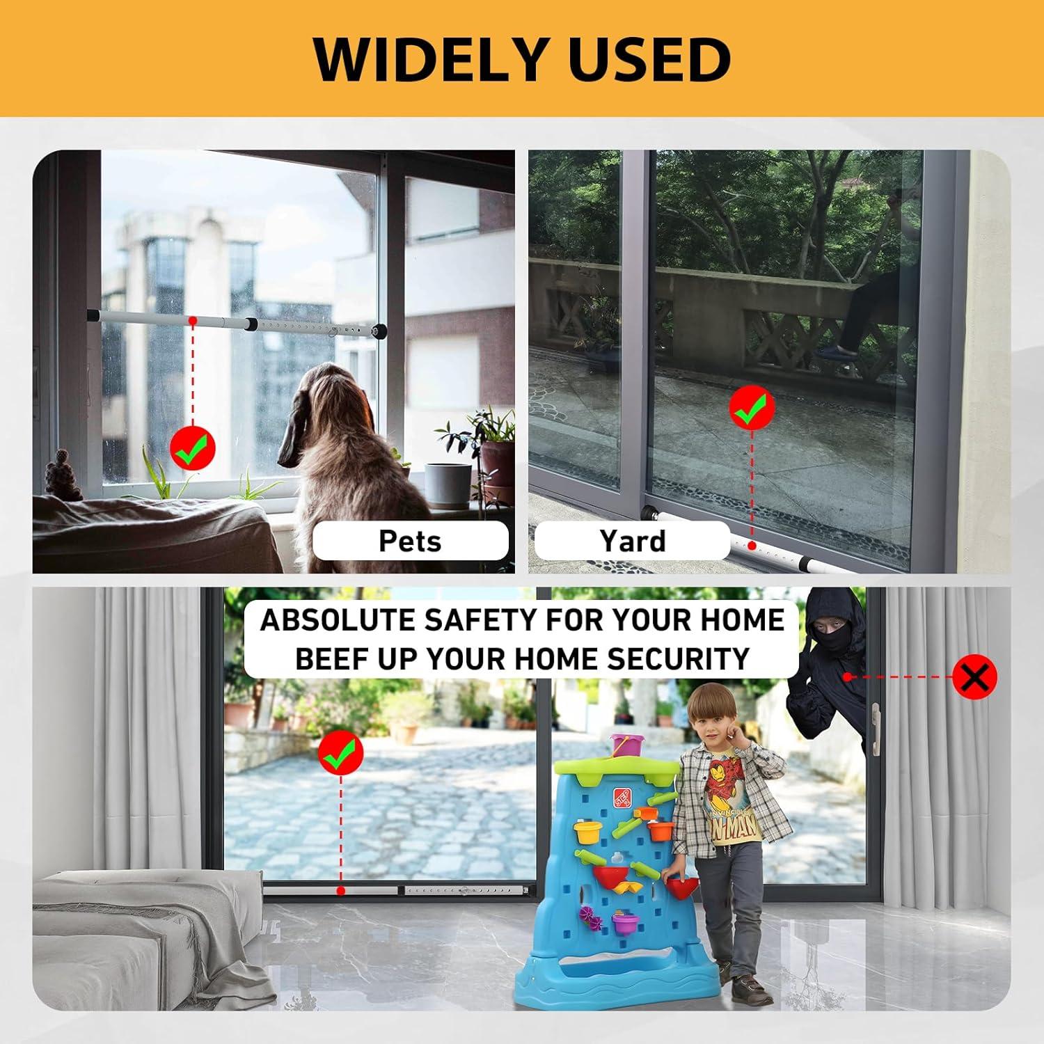 Barra de Seguridad Ajustable PBHEPJ para Puertas Corredizas 2 Paquete