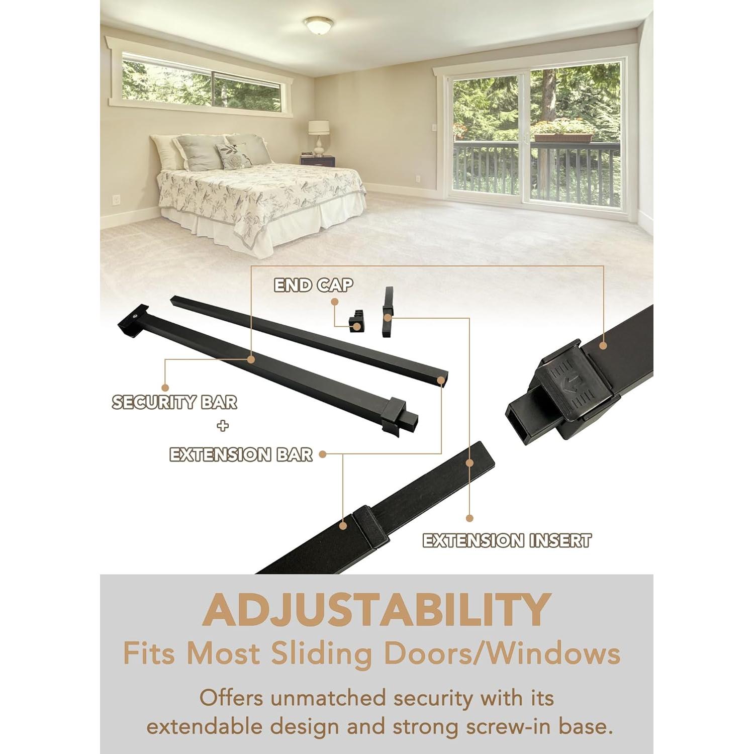 Barra de Seguridad Extensible Greatim GT-DB006 Negro 48-130 cm