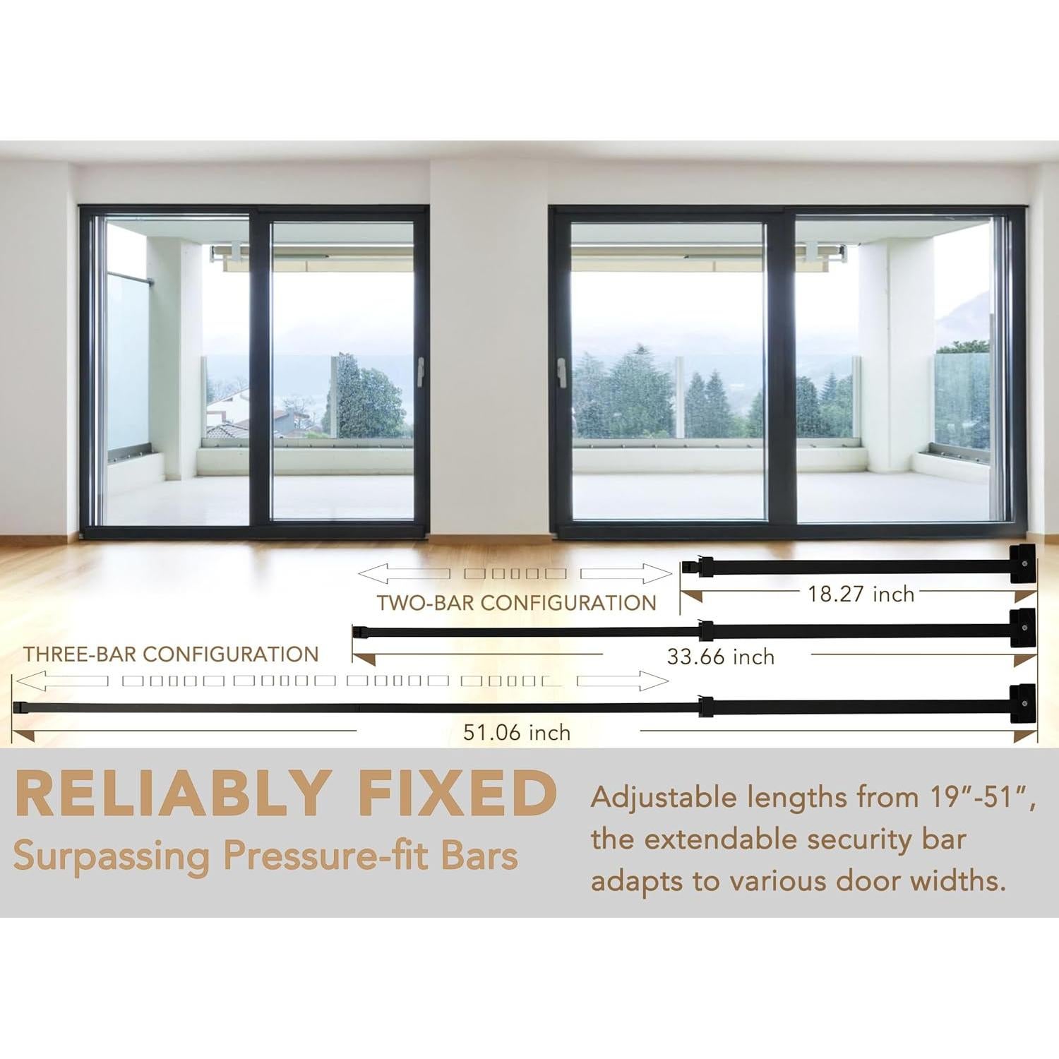 Barra de Seguridad Extensible Greatim GT-DB006 Negro 48-130 cm