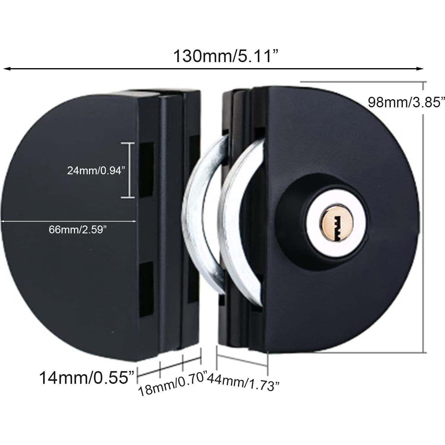 Cerradura de Puerta de Vidrio Genérico con 3 Llaves 10-12mm